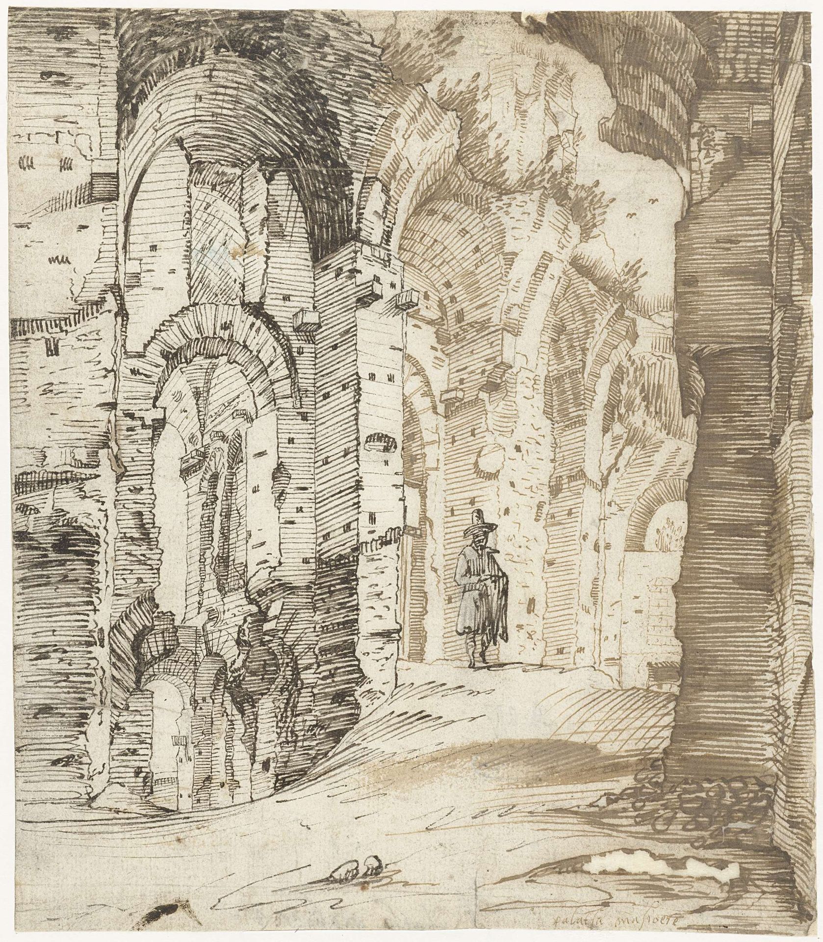 Ruins of the palace substructures of Septimius Severus, Rome by Gerard ter (I) Borch