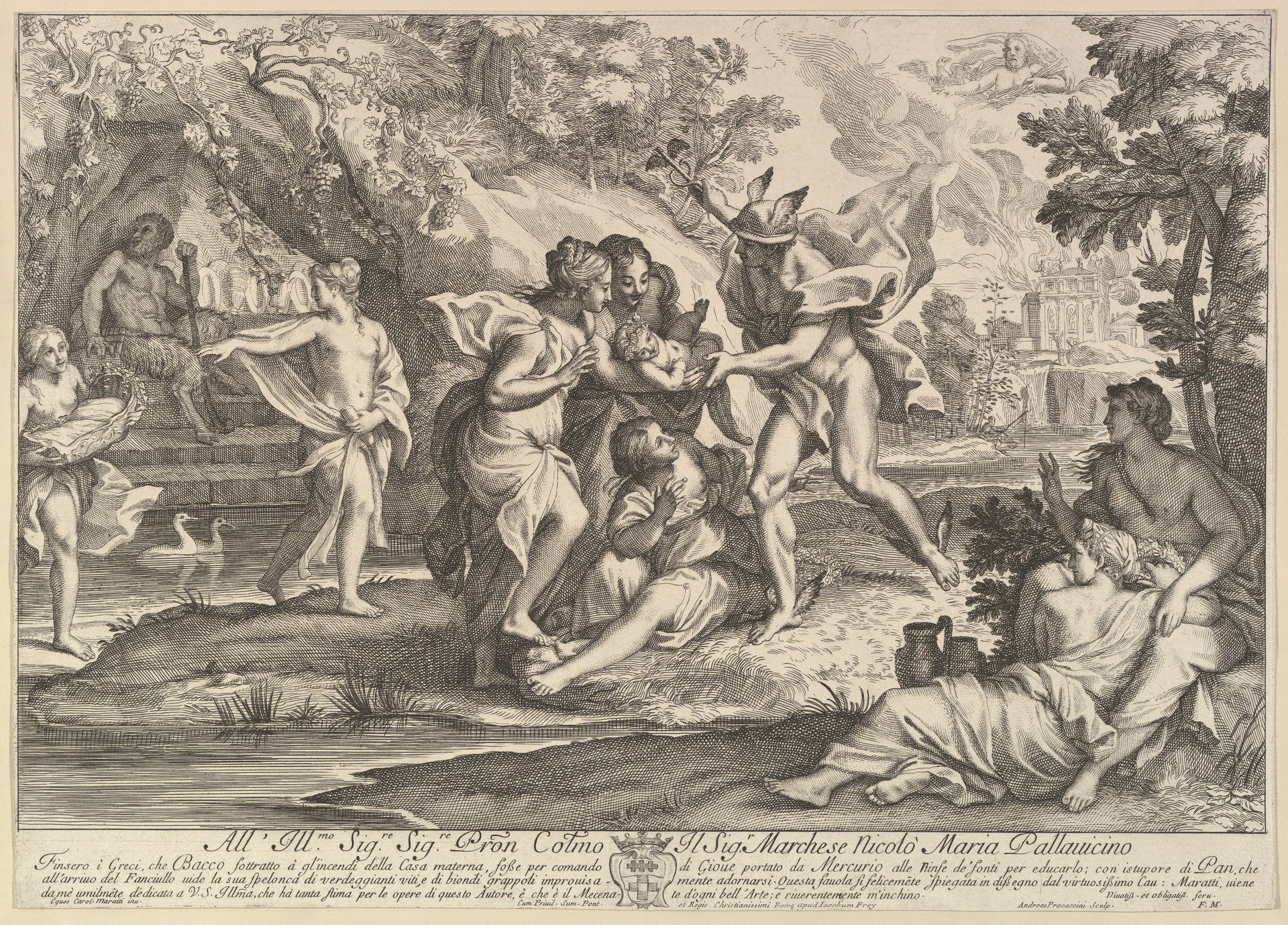 Bacchus as a child given by Mercury to the care of the Nymphs by Andrea Procaccini