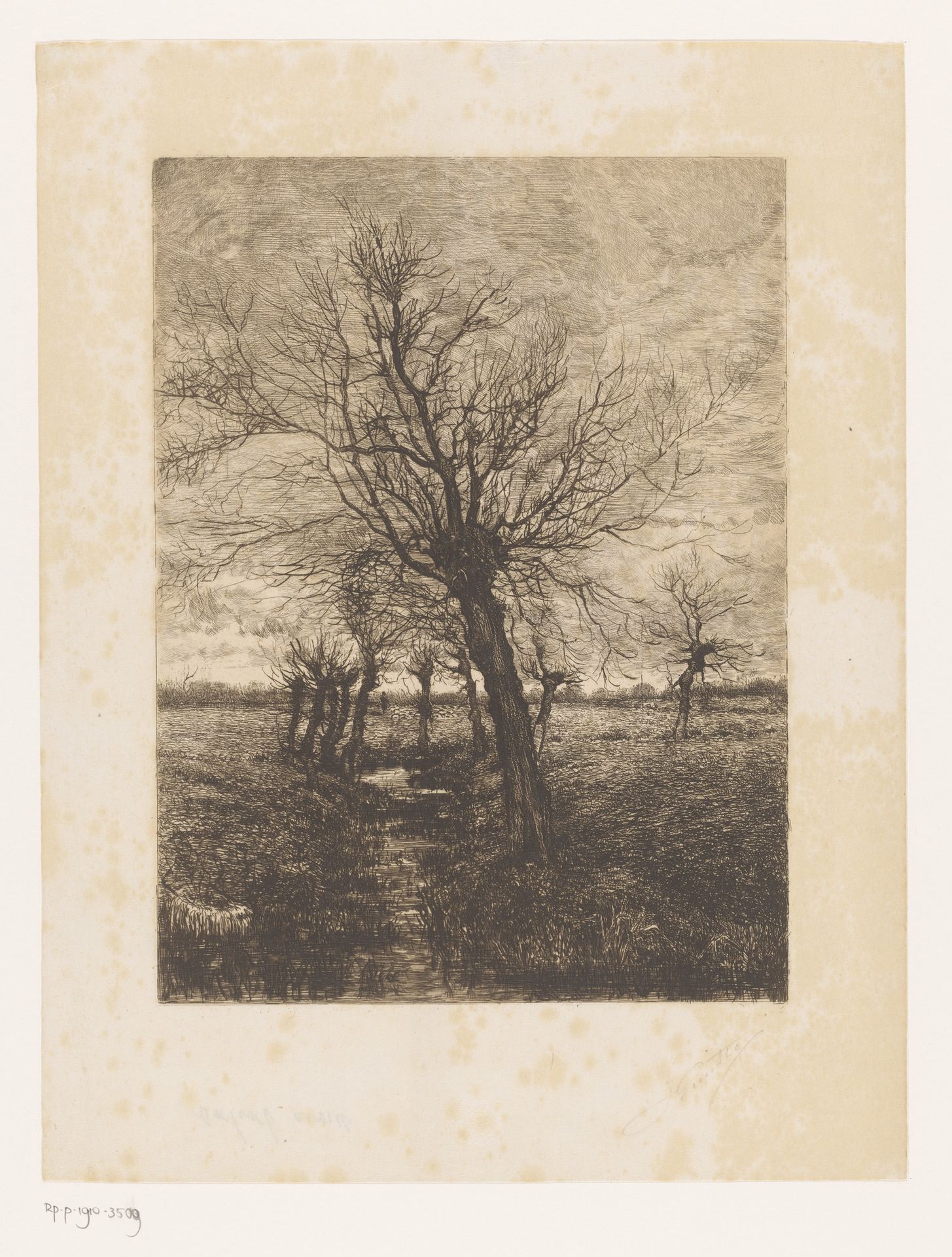 Landschap met wilgen aan een beek by Jules Guiette