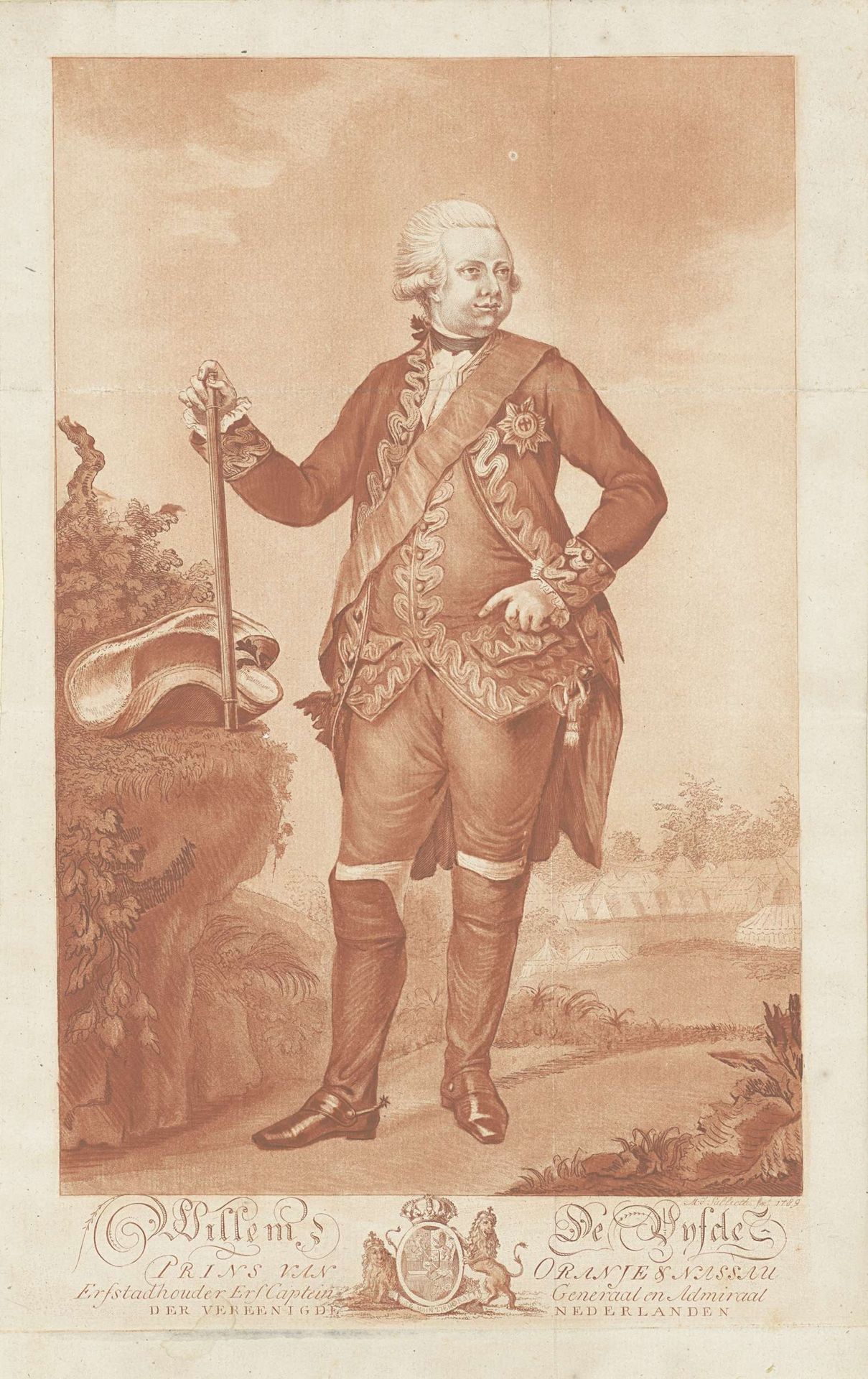 Portret van Willem V, prins van Oranje-Nassau by Mathias de Sallieth