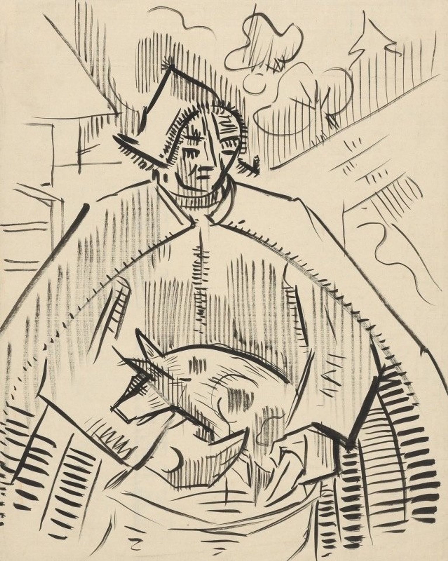 Man with a Pig by Arnold Peter Weisz-Kubínčan