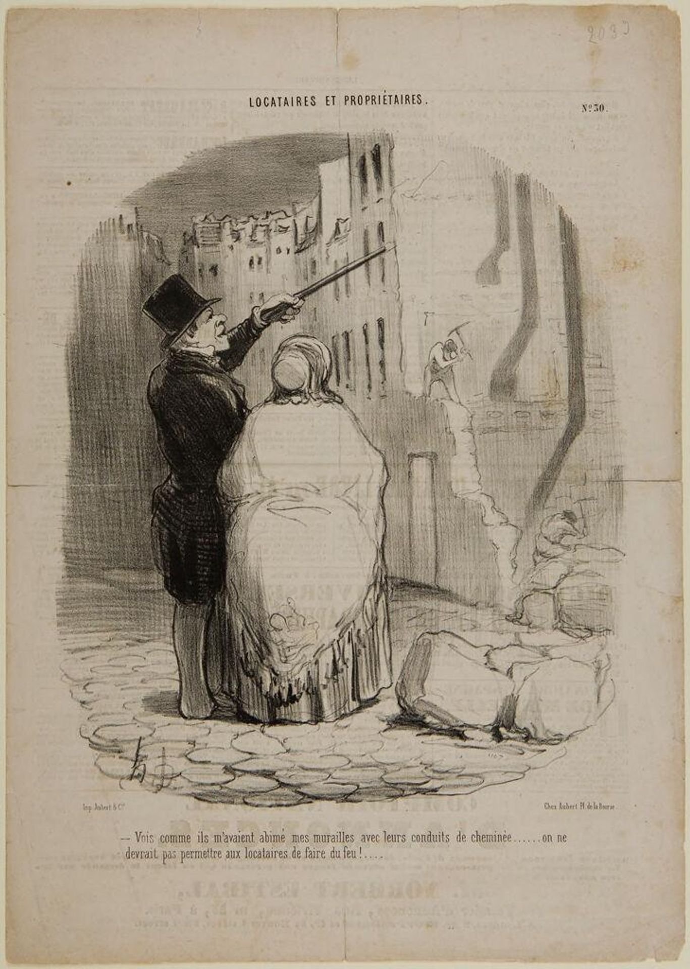 "See how they've taken down my walls along with the chimney flues...they should never let renters make fires!" by Honoré Daumier