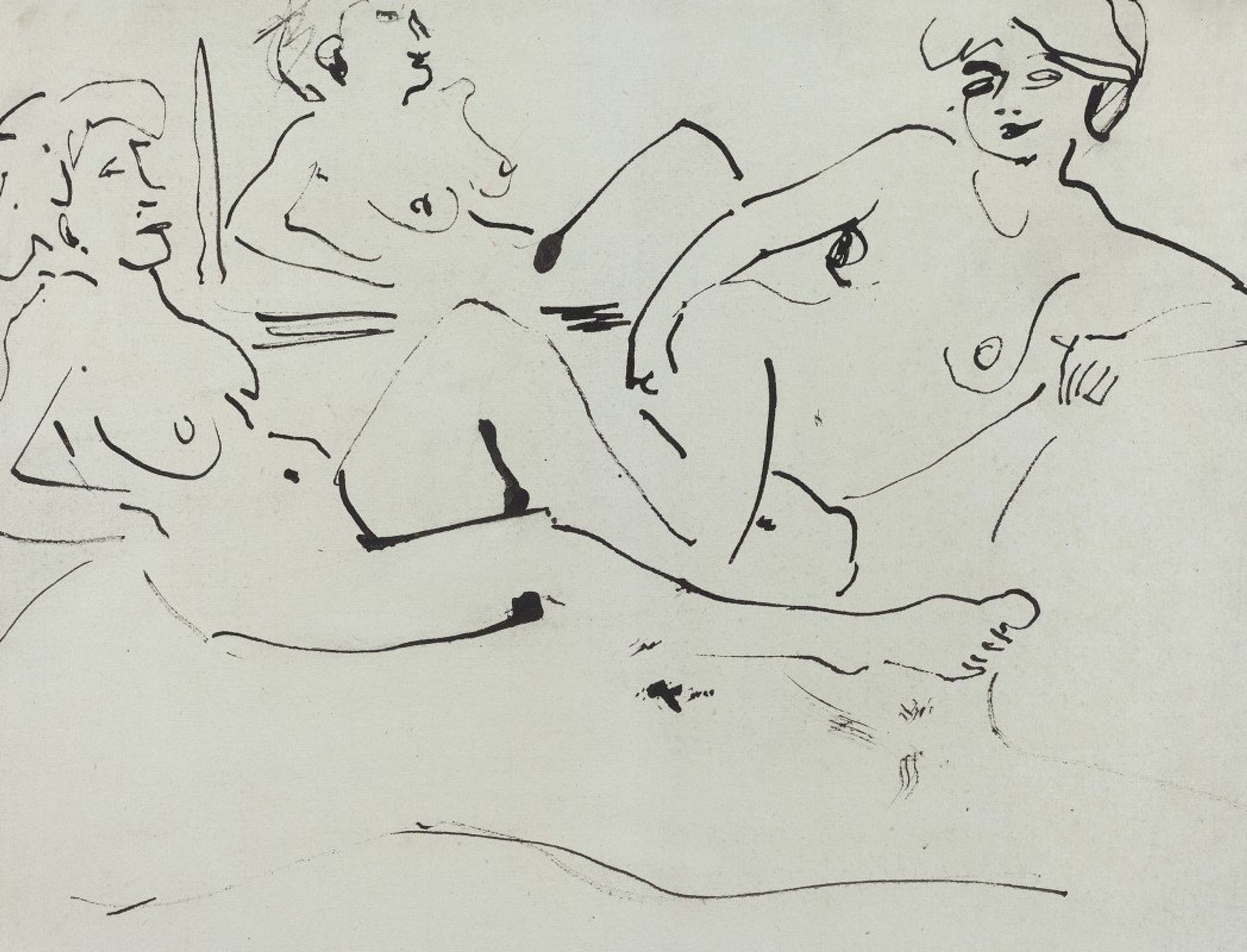 Dodo and an Older Woman Reclining before a Mirror by Ernst Ludwig Kirchner