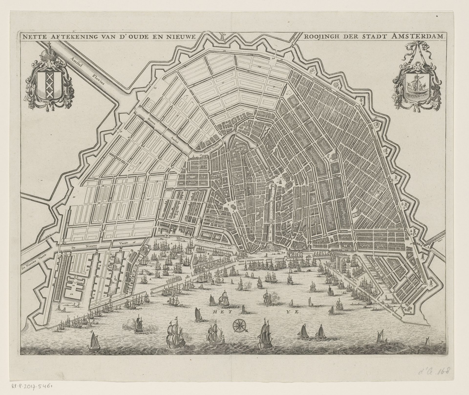 Plattegrond van Amsterdam met ontwerp voor de Vierde Uitleg by Anonymous