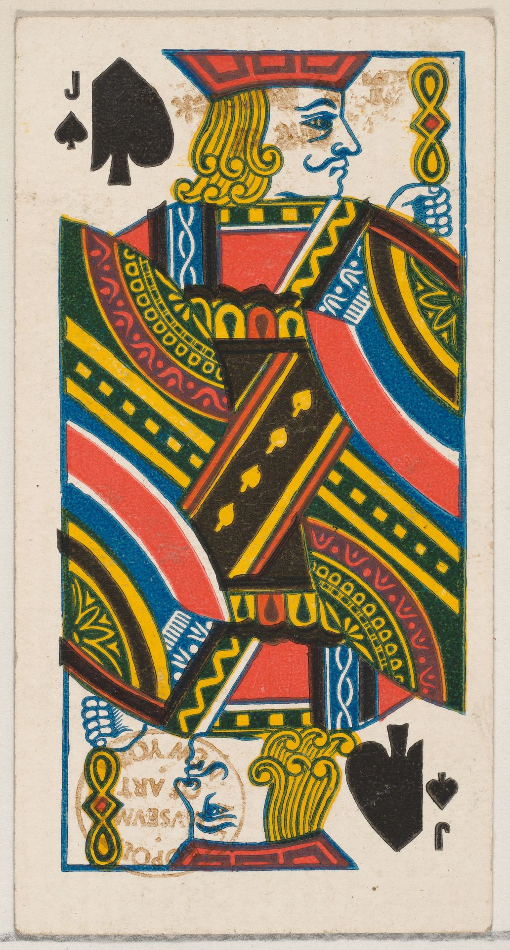 Jack of Spades (black), from the Playing Cards series (N84) for Duke brand cigarettes by W. Duke, Sons & Co.