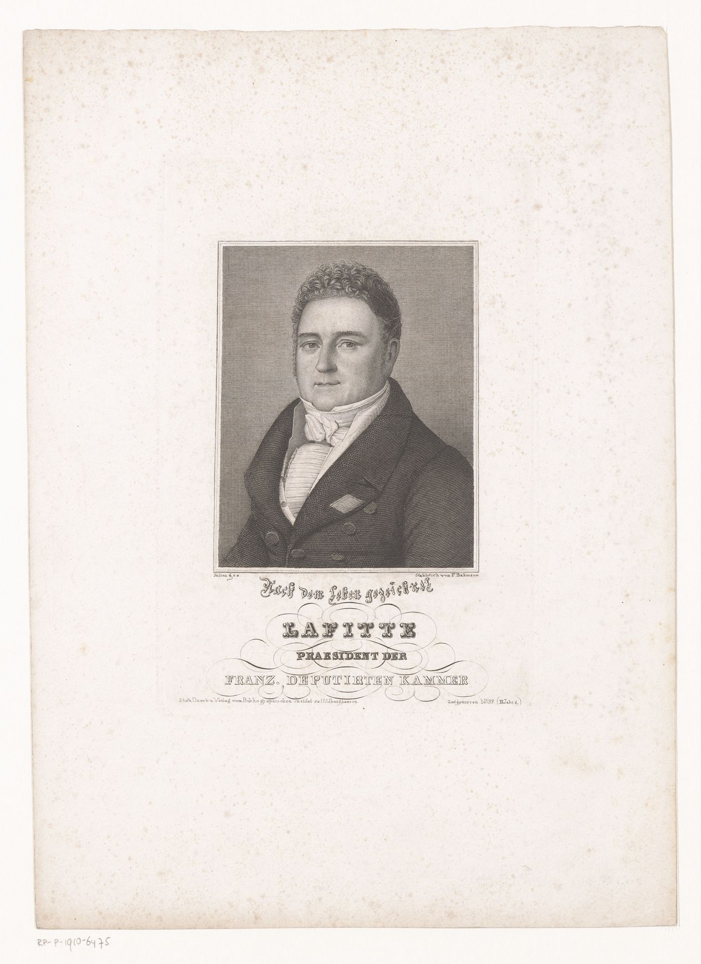 Portret van Jacques Laffitte by Ferdinand Bahmann