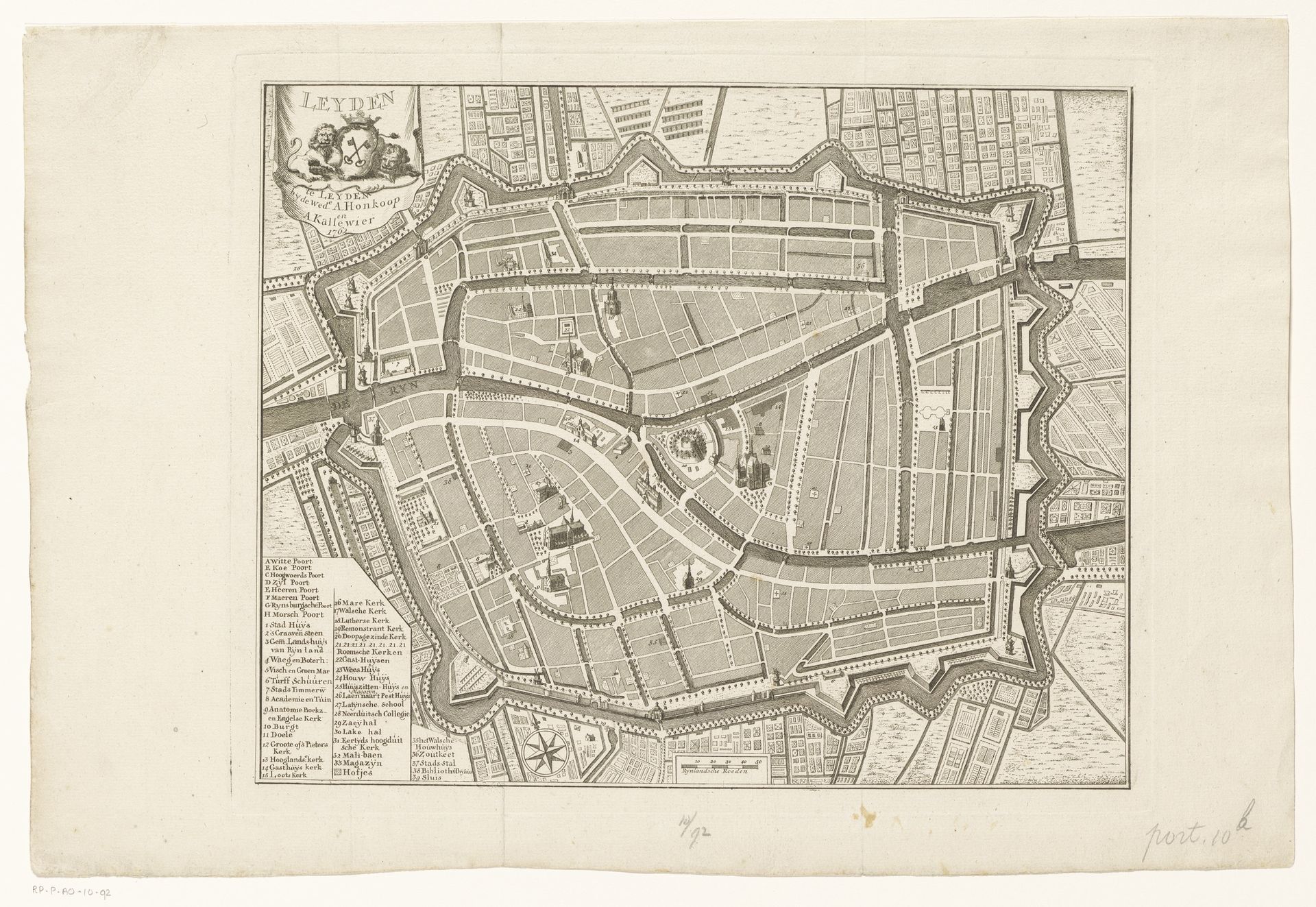 Plattegrond van Leiden by Anonymous