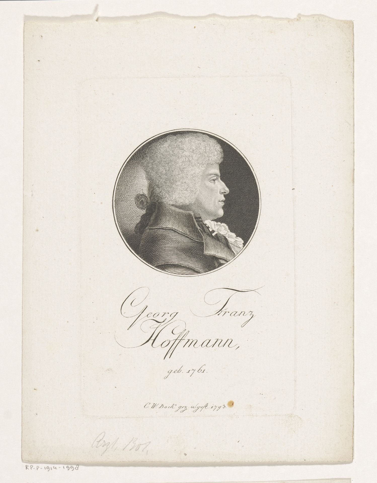 Portret van Georg Franz Hoffmann by Christoph-Wilhelm Bock