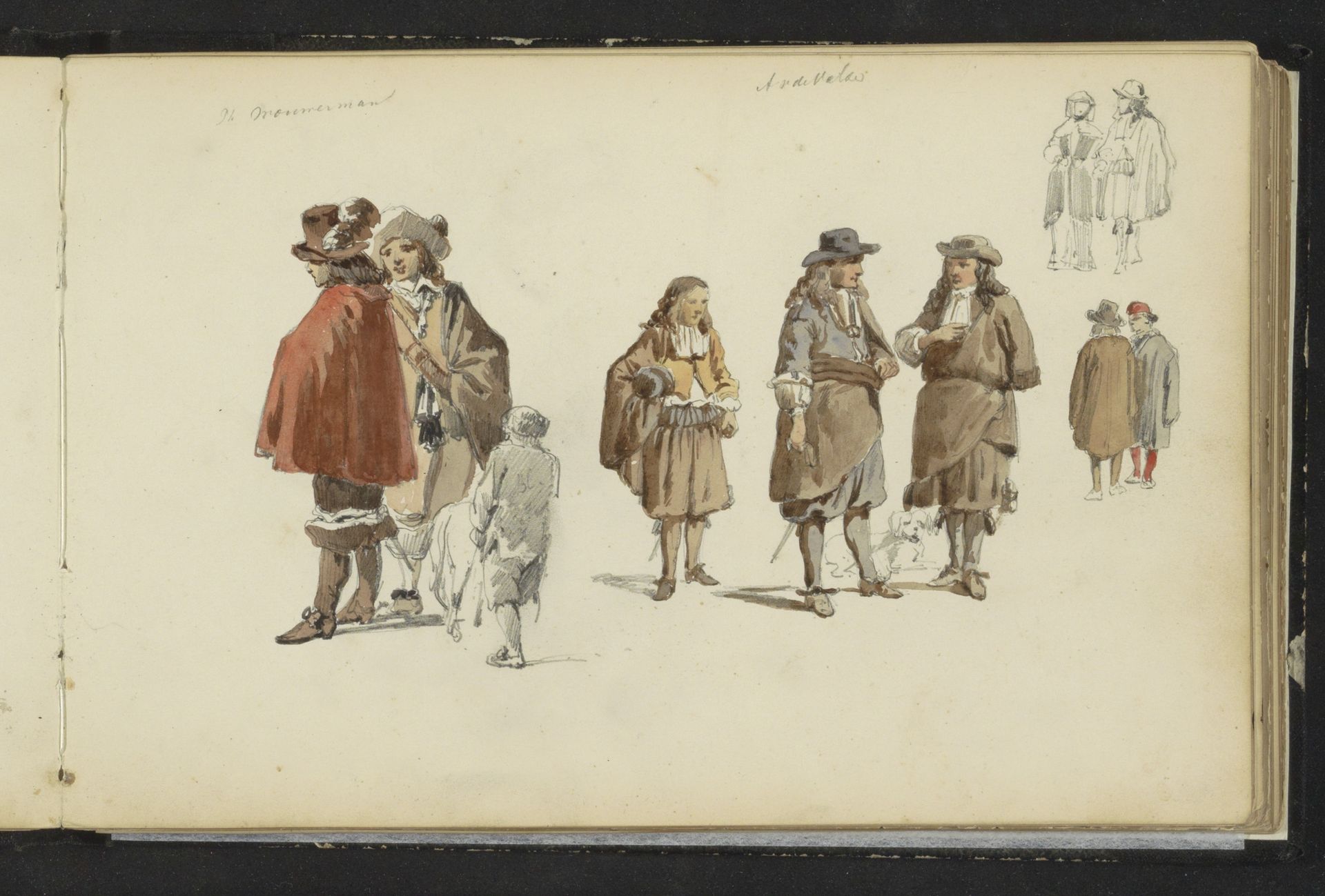 Figuren in zeventiende-eeuwse kleding by Cornelis Springer