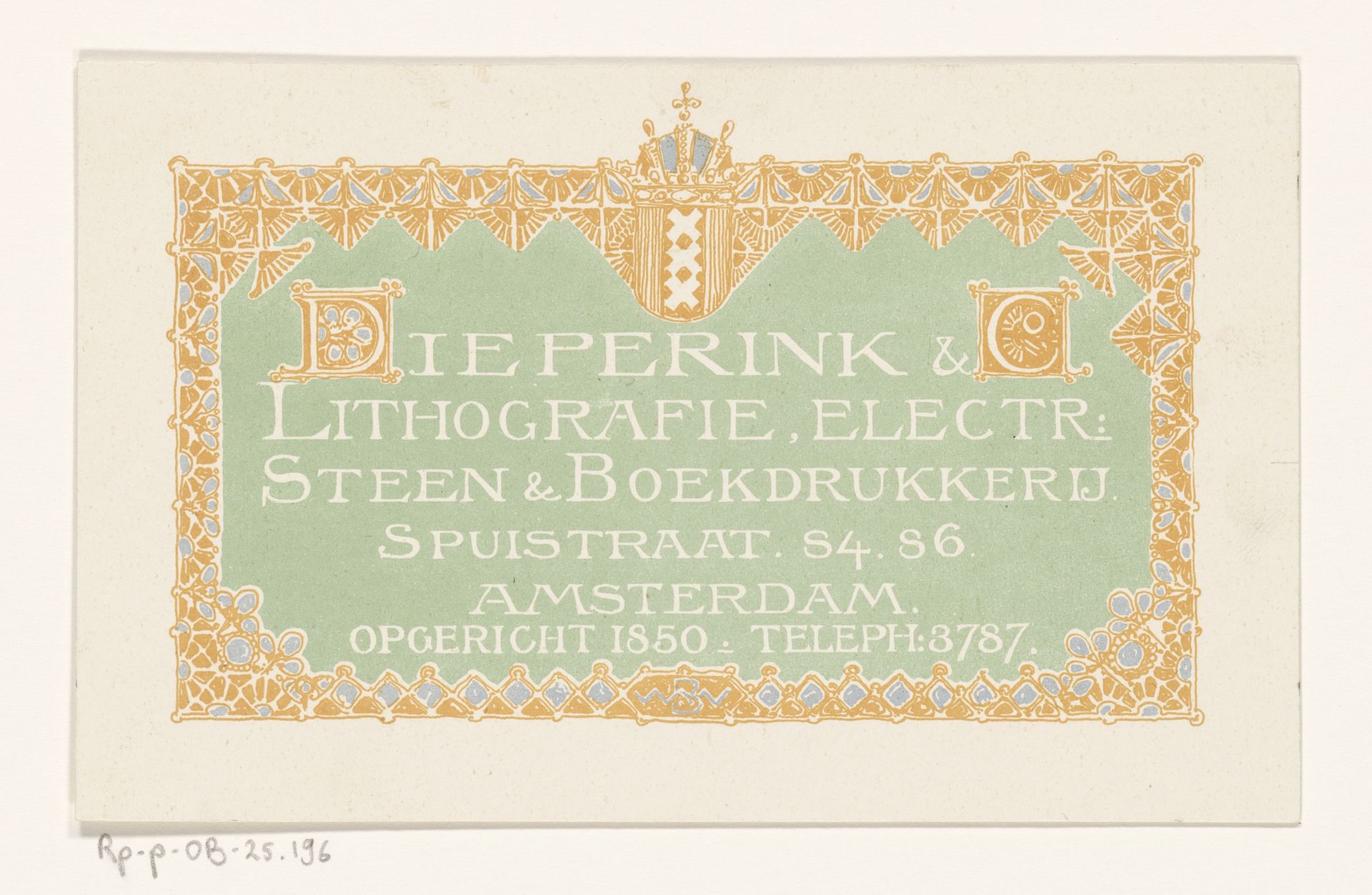 Visitekaartje voor Dieperink & Co by Bernard Willem Wierink