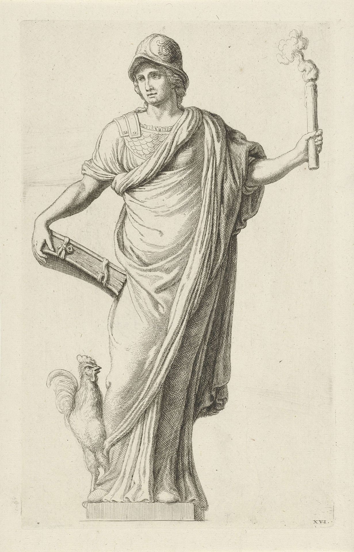Beeld van Vigilantia (Waakzaamheid) op de achtergevel van het Stadhuis op de Dam by Hubert Quellinus