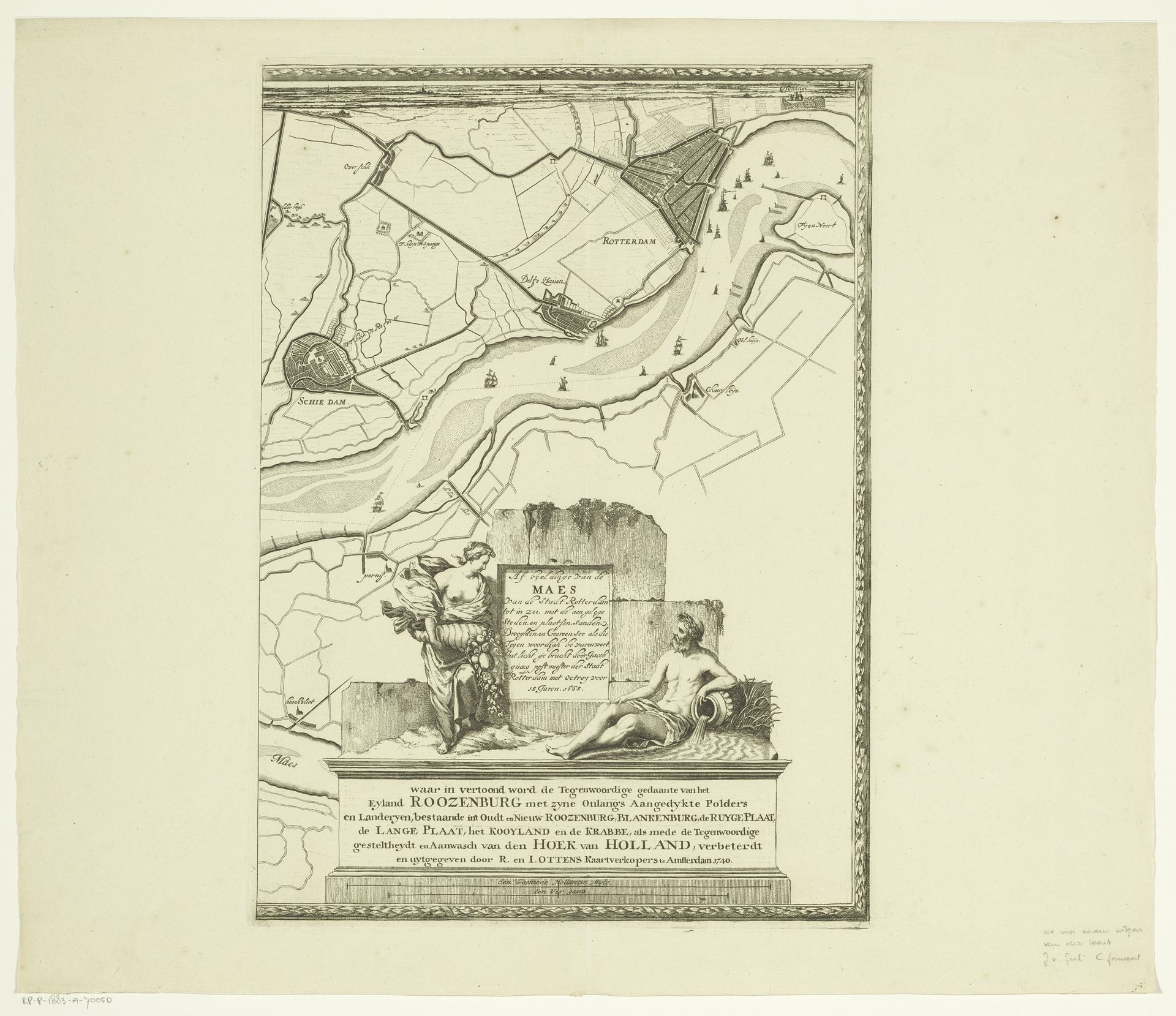 Kaart van de Maas van Rotterdam tot de Noordzee (vierde deel) by Joost van Geel