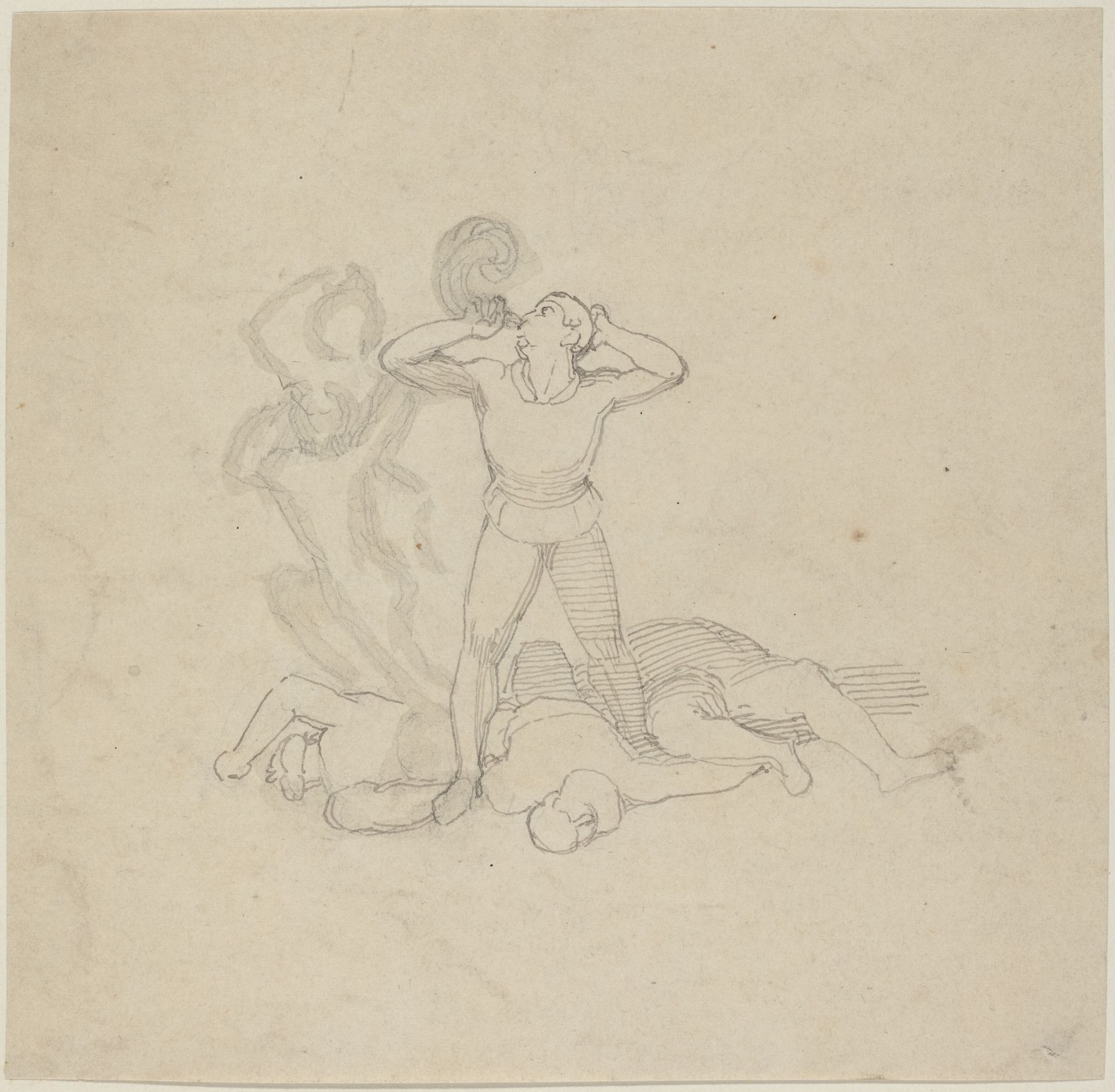 Figure Standing over Corpses, Blowing a Horn by John Flaxman