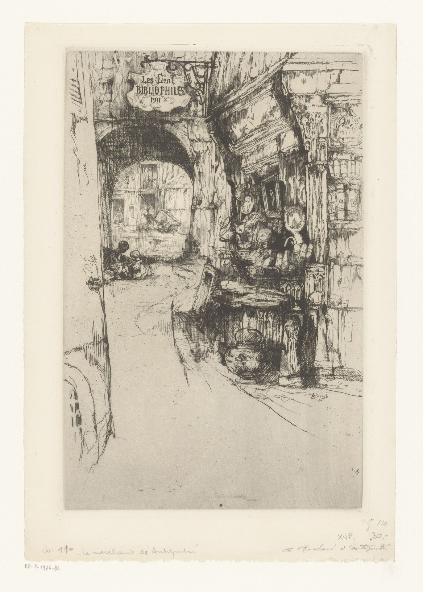 Menukaart voor Les Cent Bibliophiles by Auguste Brouet