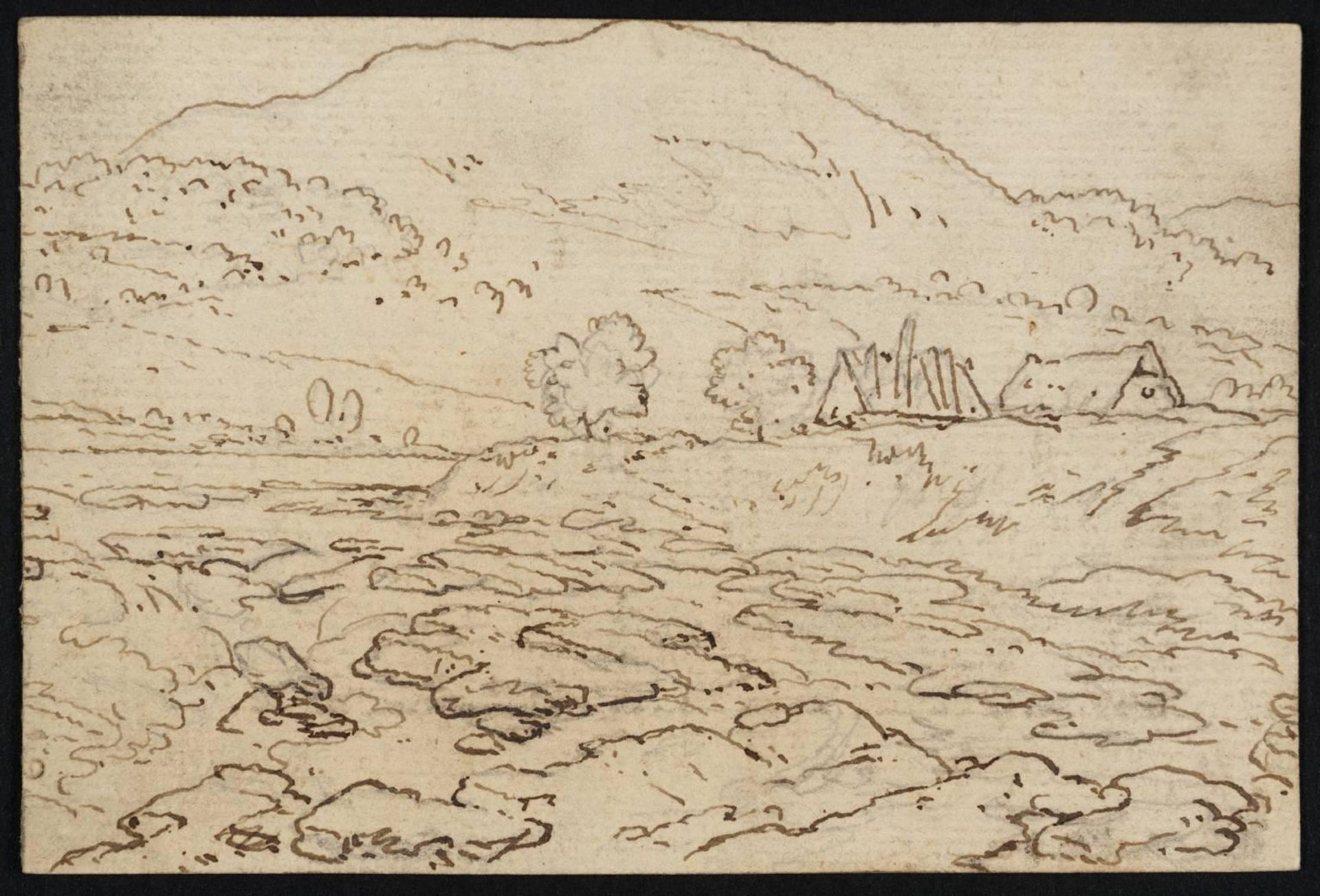 The River Dee at Llangollen, with Hills Beyond; Looking West by  Philip James De Loutherbourg