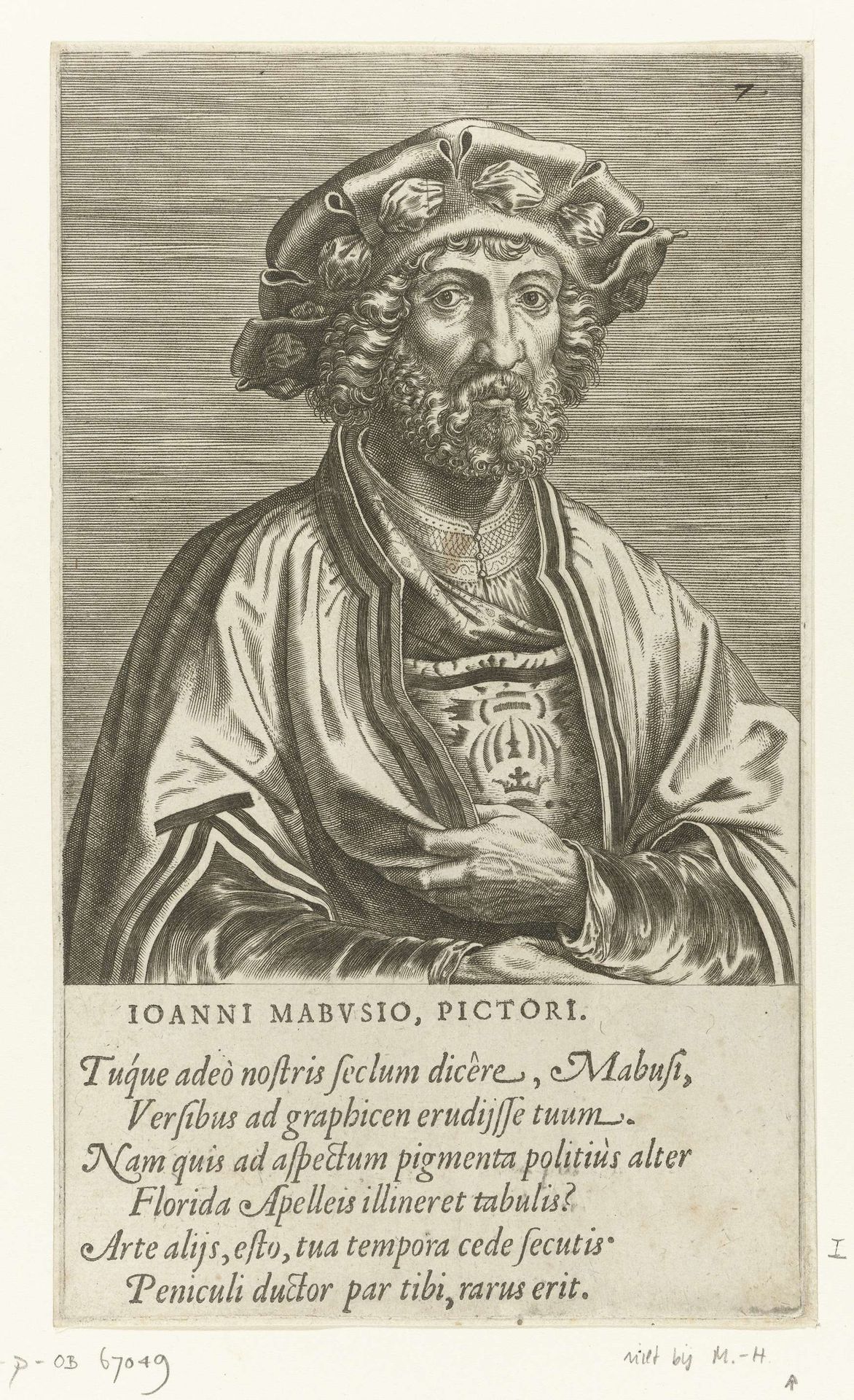 Portret van de schilder Jan Gossaert by Wierix