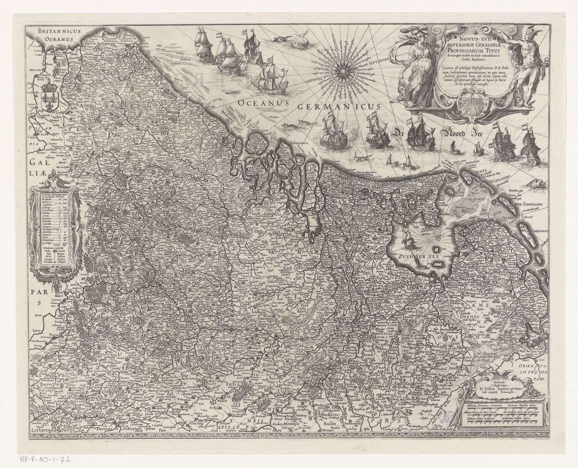 Kaart van de Zeventien Provinciën by Josua van den Enden