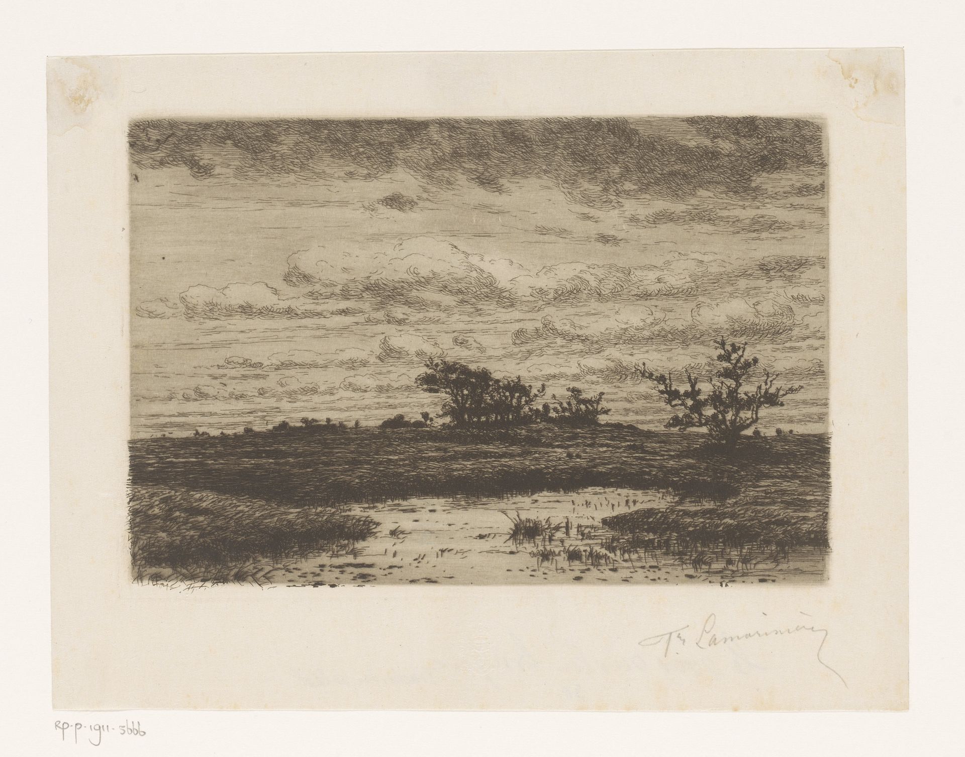 Heidelandschap bij avond by Jean Pierre François Lamorinière