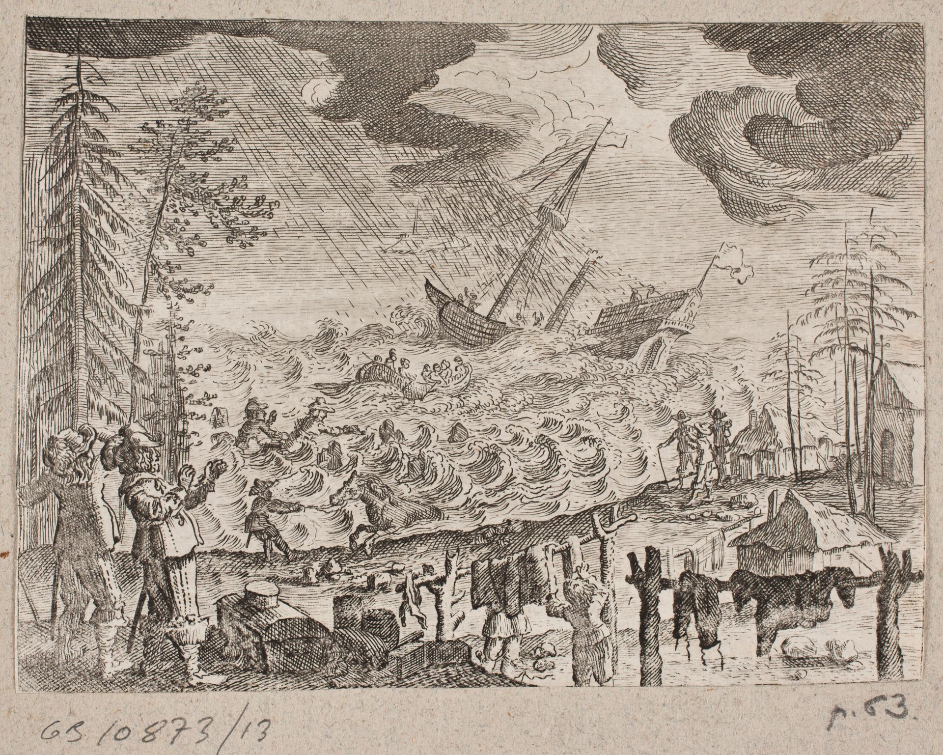 Bjærgning fra et grundstødt skib by Anonymous
