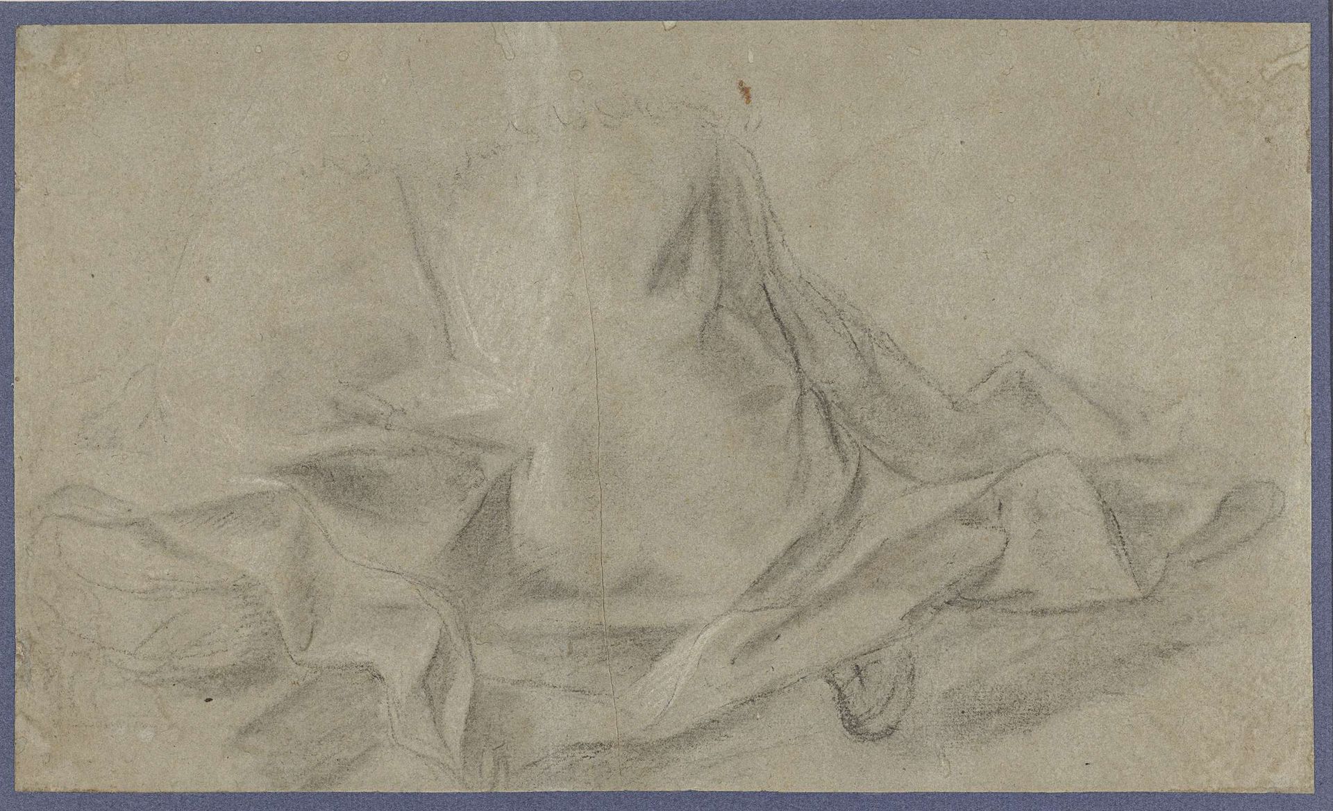 Schets voor het kleed van een knielende priester by Giovanni Lanfranco
