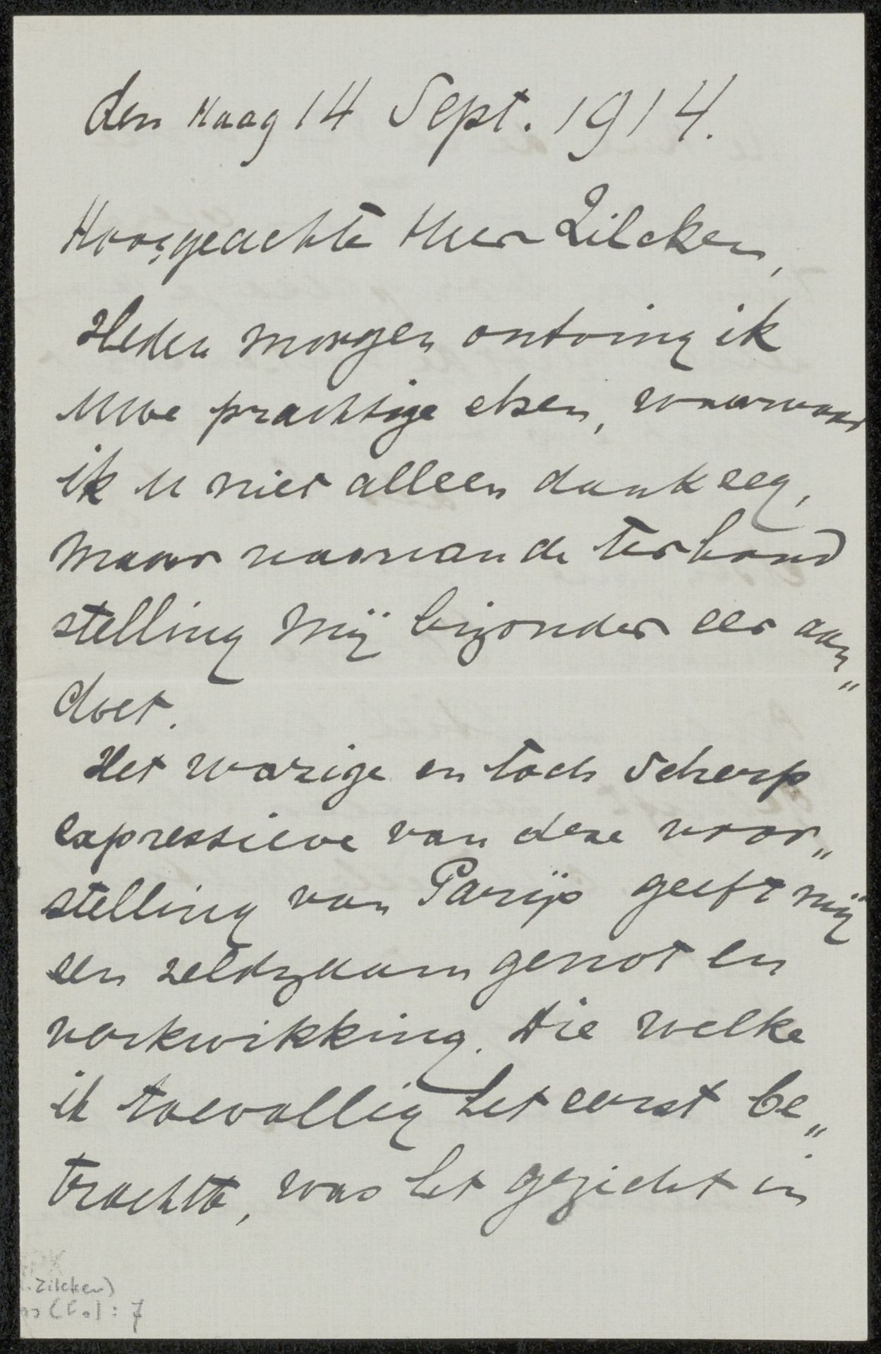 Brief aan Philip Zilcken by Frans Erens