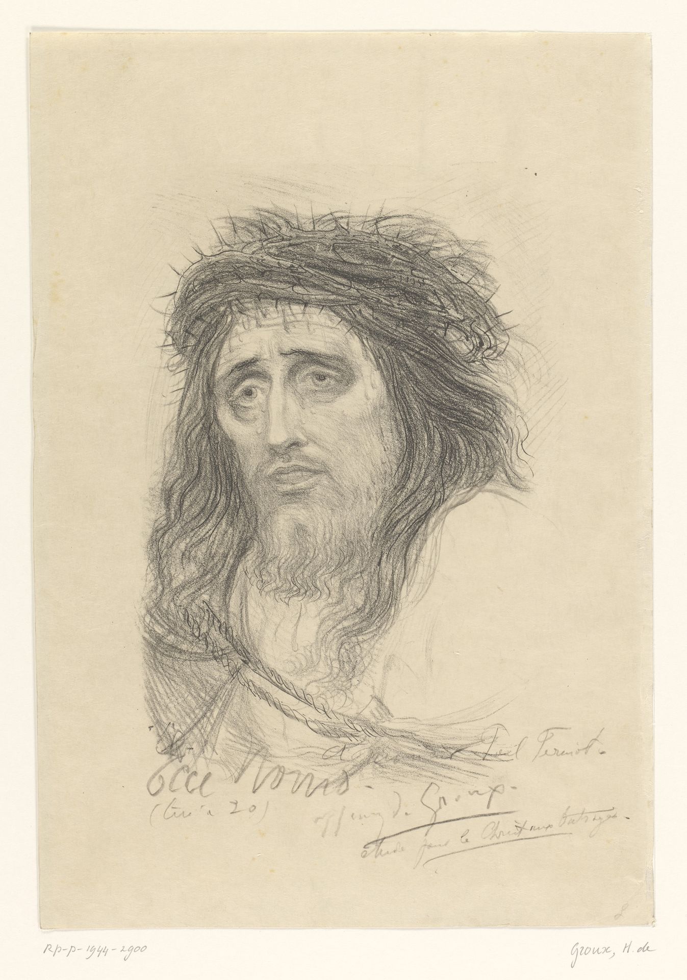 Christus met doornenkrans by Henri de Groux