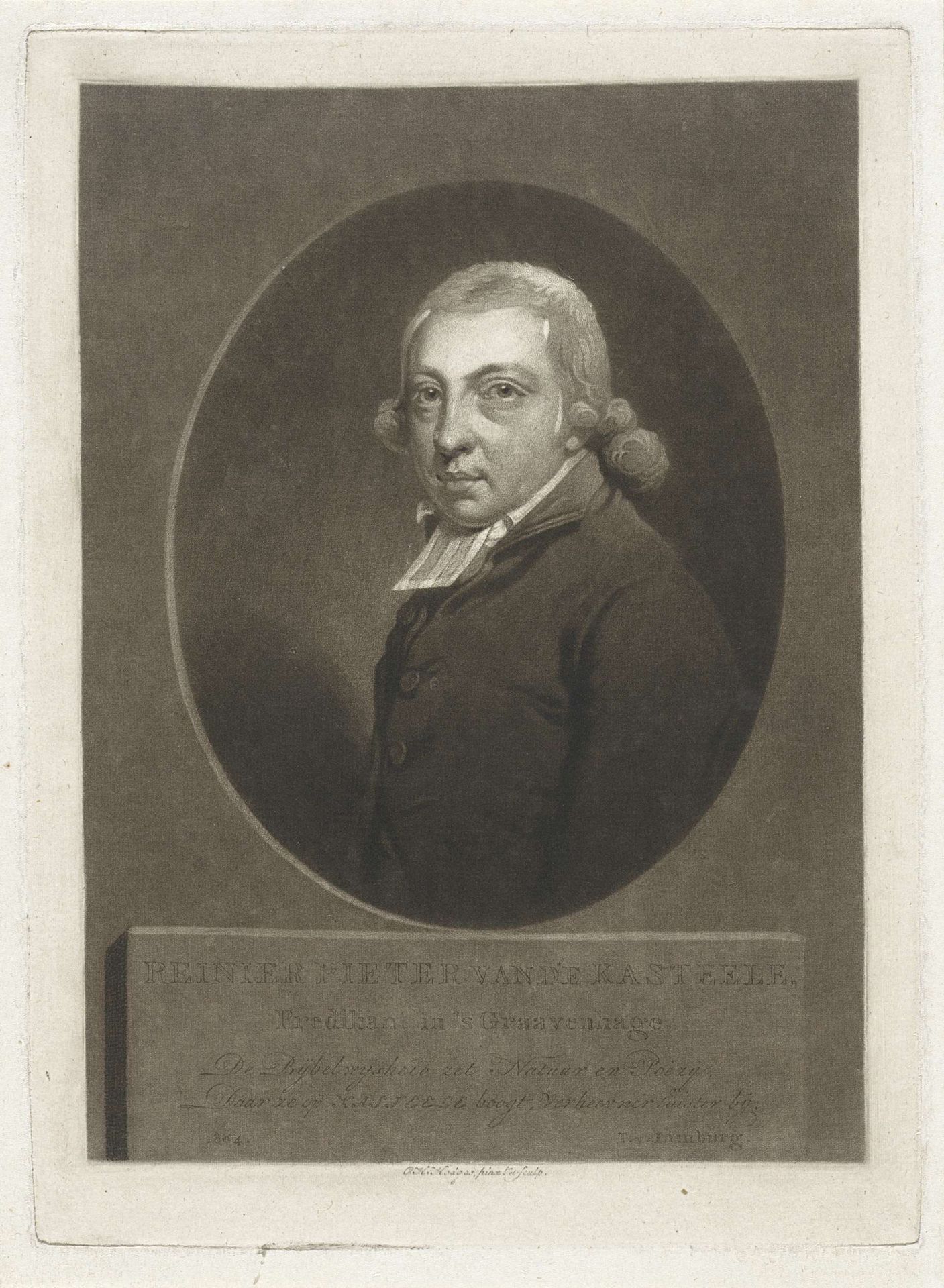 Portret van de dichter en predikant Reinier Pieter van de Kasteele by Charles Howard Hodges