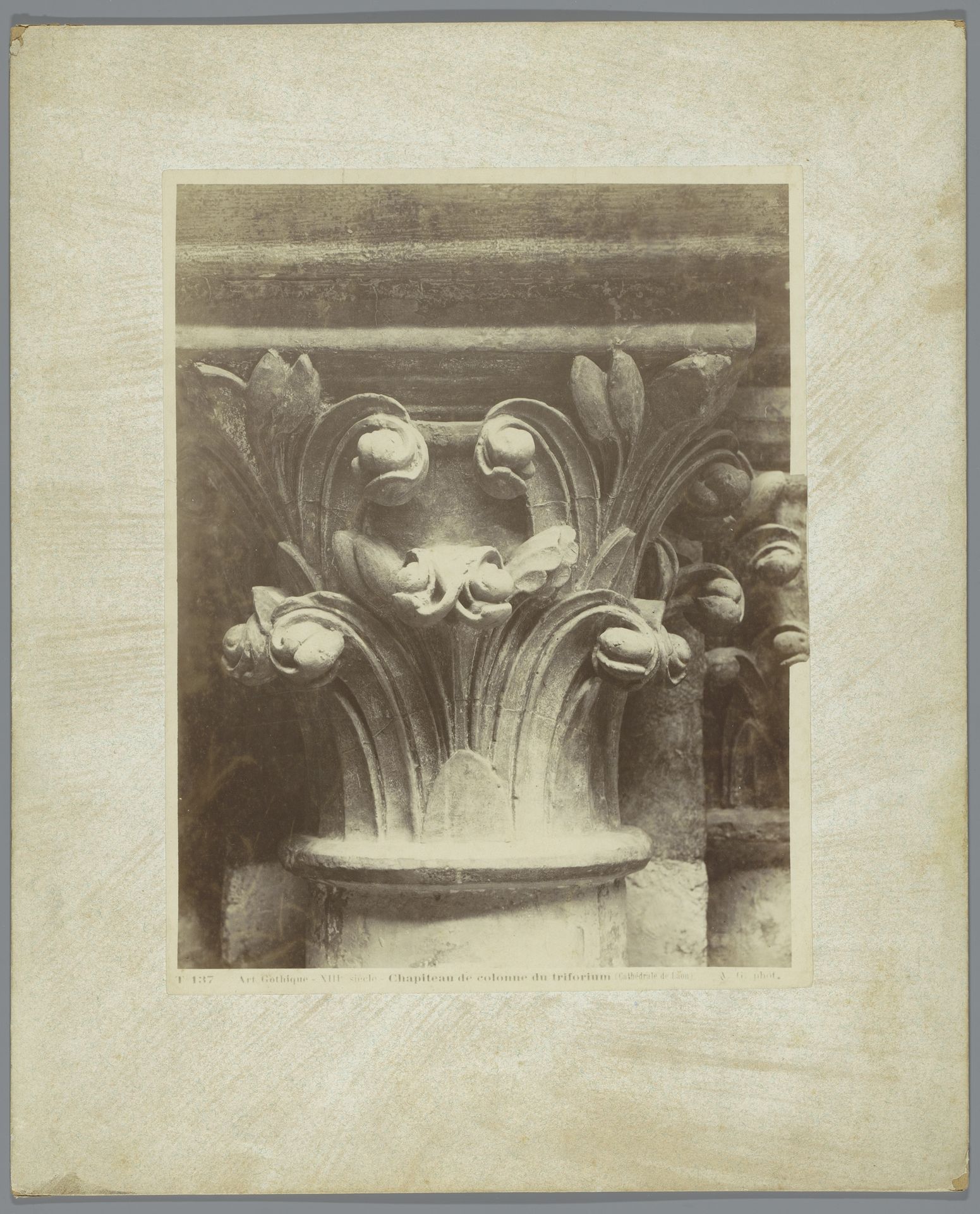 Kapiteel in de Kathedraal van Laon by Adolphe Giraudon