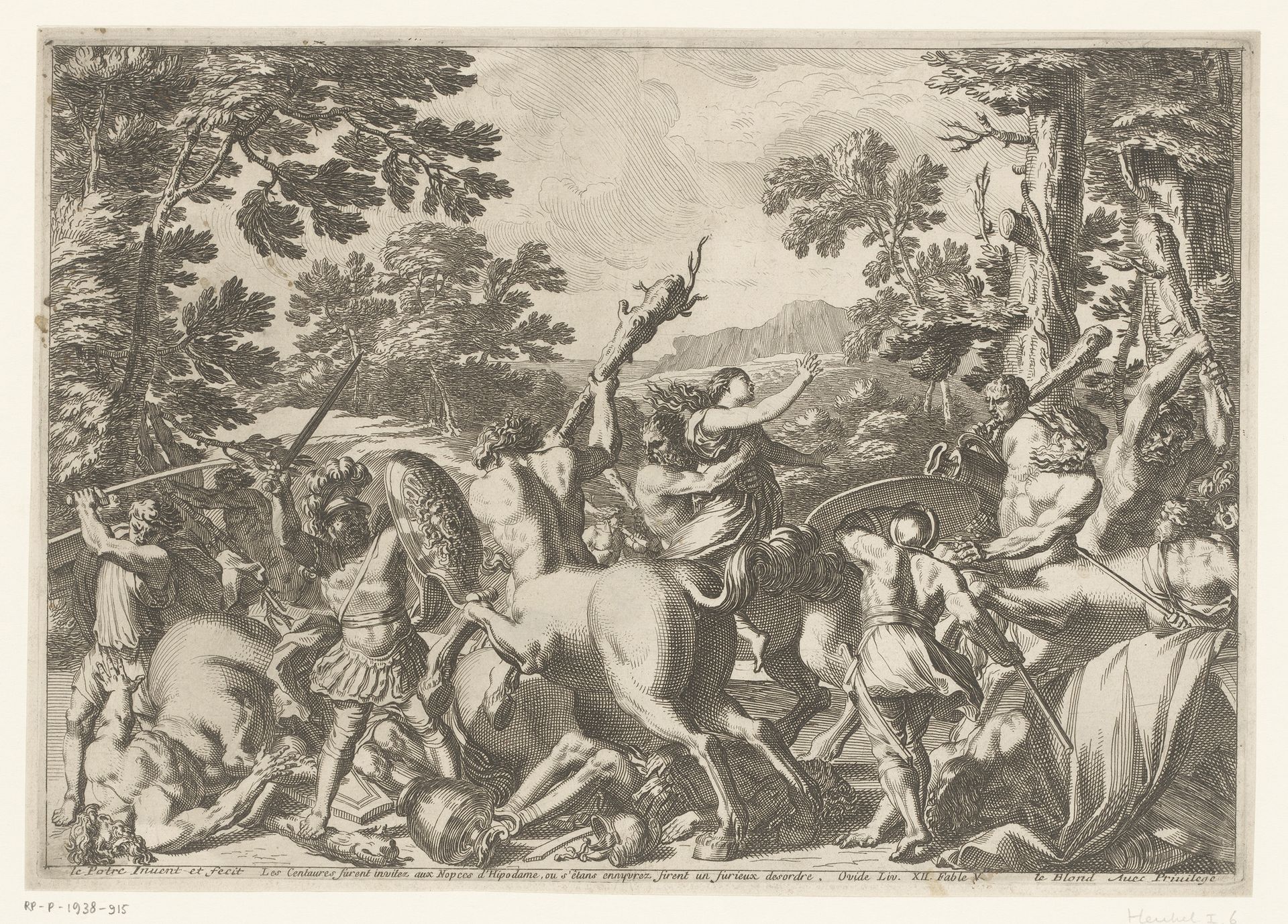 Gevecht tussen de Lapithen en de Centauren by Jean Lepautre