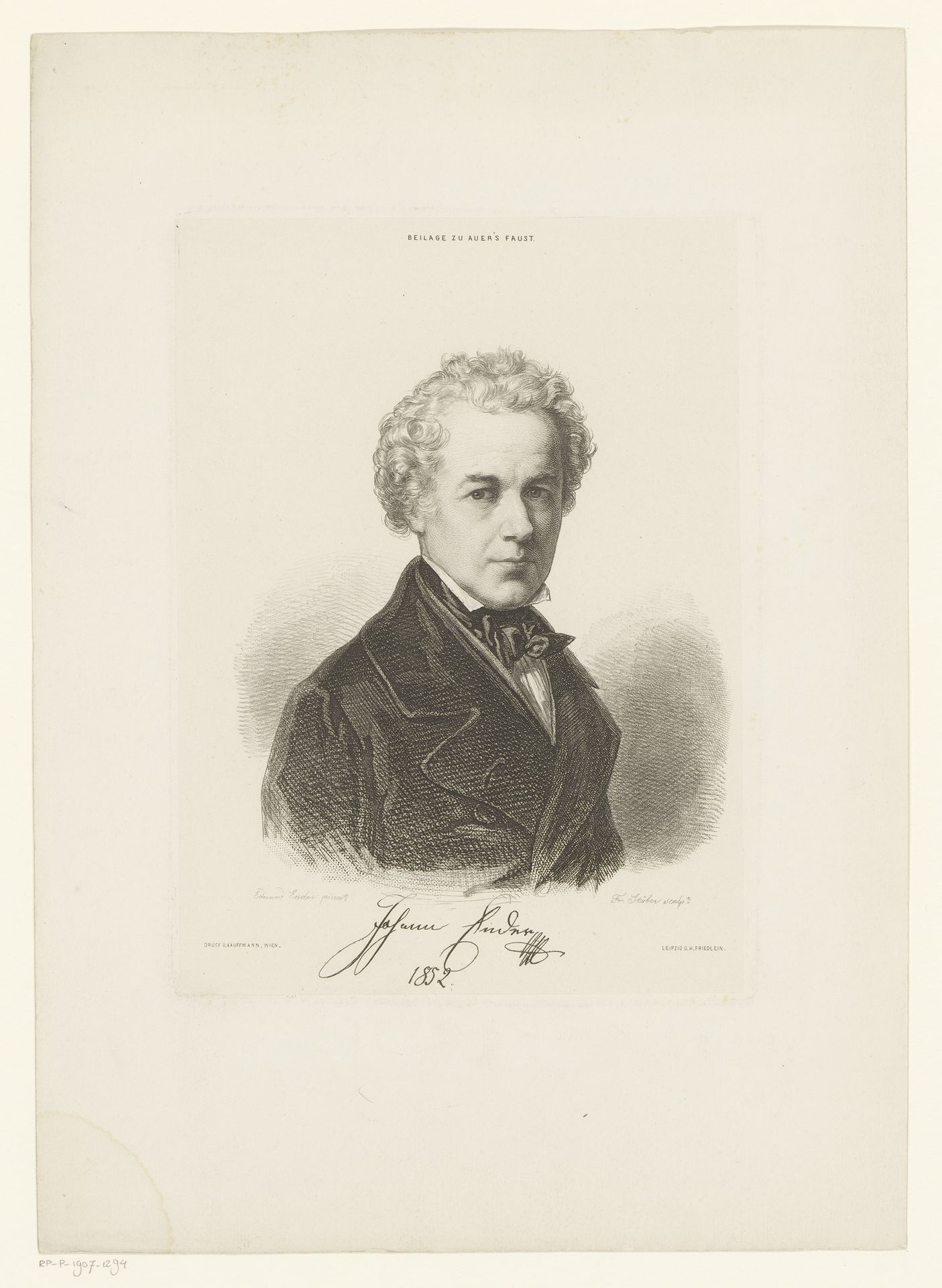 Portret van Johann Nepomuk Ender by Franz Xaver Stöber
