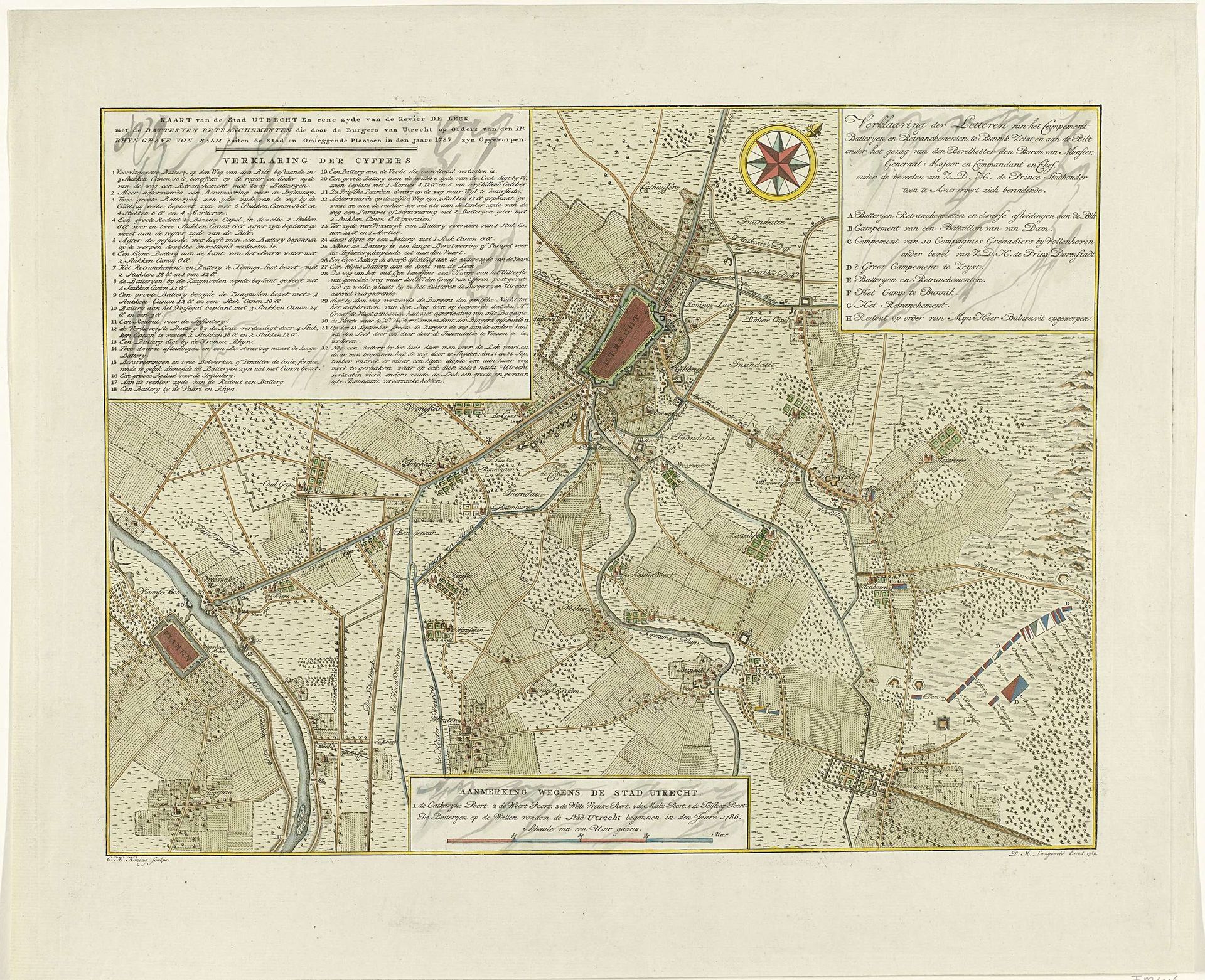 Kaart van de verdediging van de stad Utrecht, 1787 by Coenradus Henricus Koning