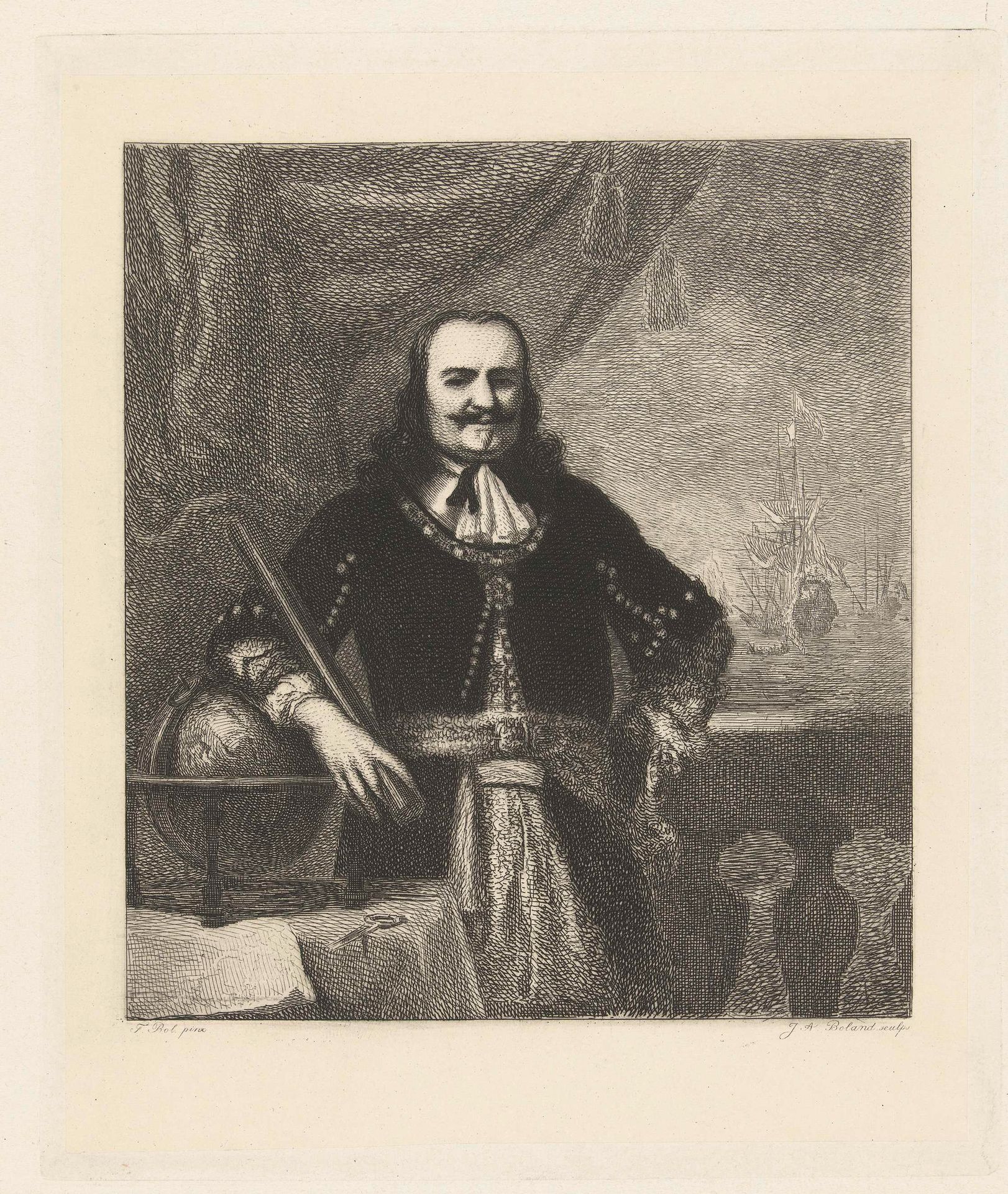 Portret van Michiel Adriaenszoon de Ruyter (1607-76), luitenant-admiraal by Johannes Arnoldus Boland