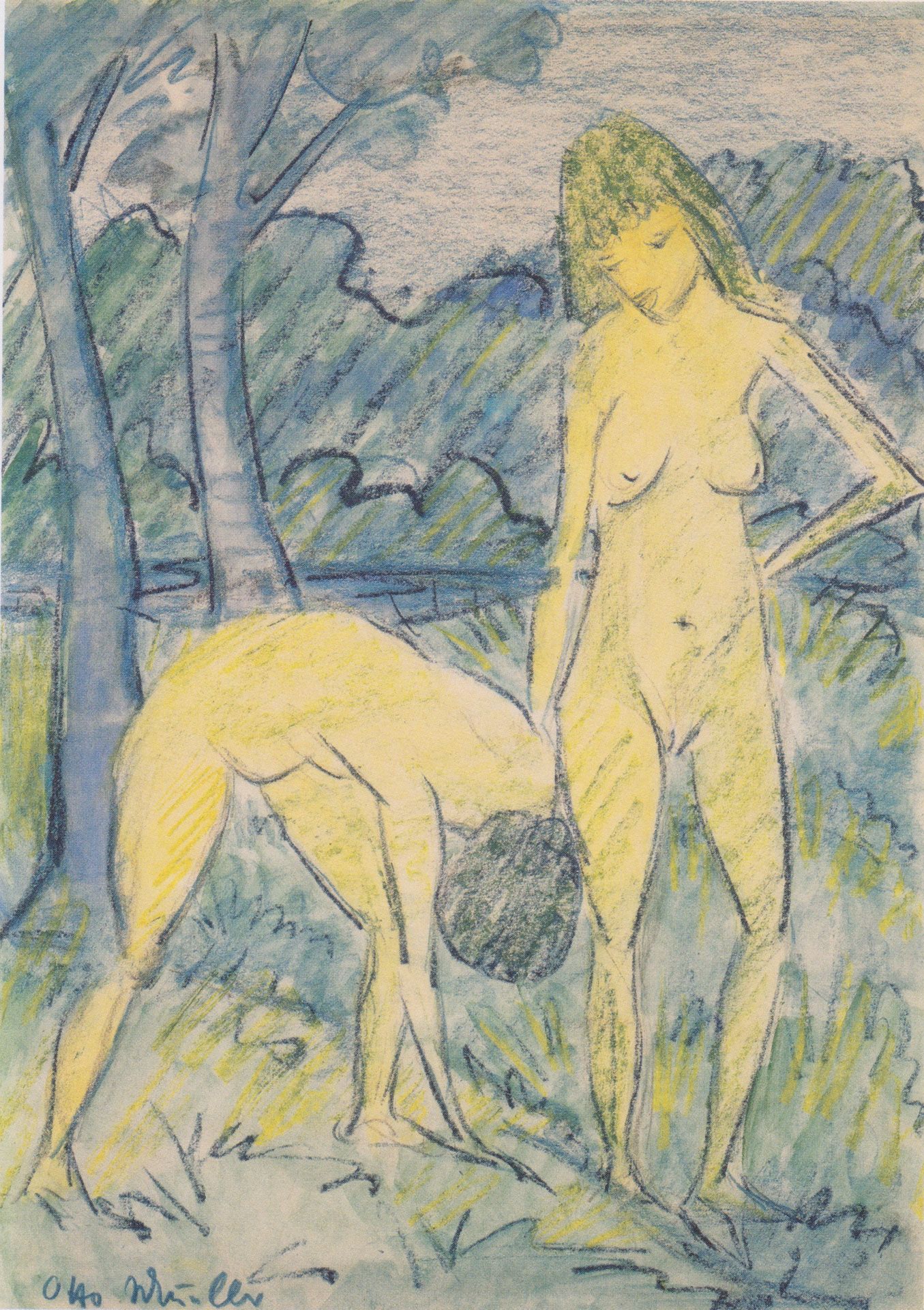 Zwei Mädchen Am Wasser by Otto Mueller