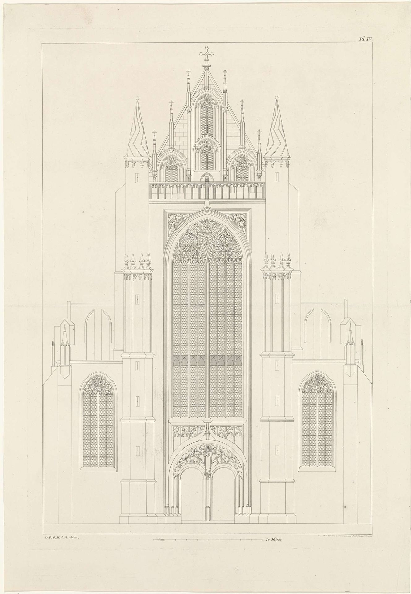 Noordportaal van de Hooglandse kerk te Leiden by Alphonse Pierre Giraud