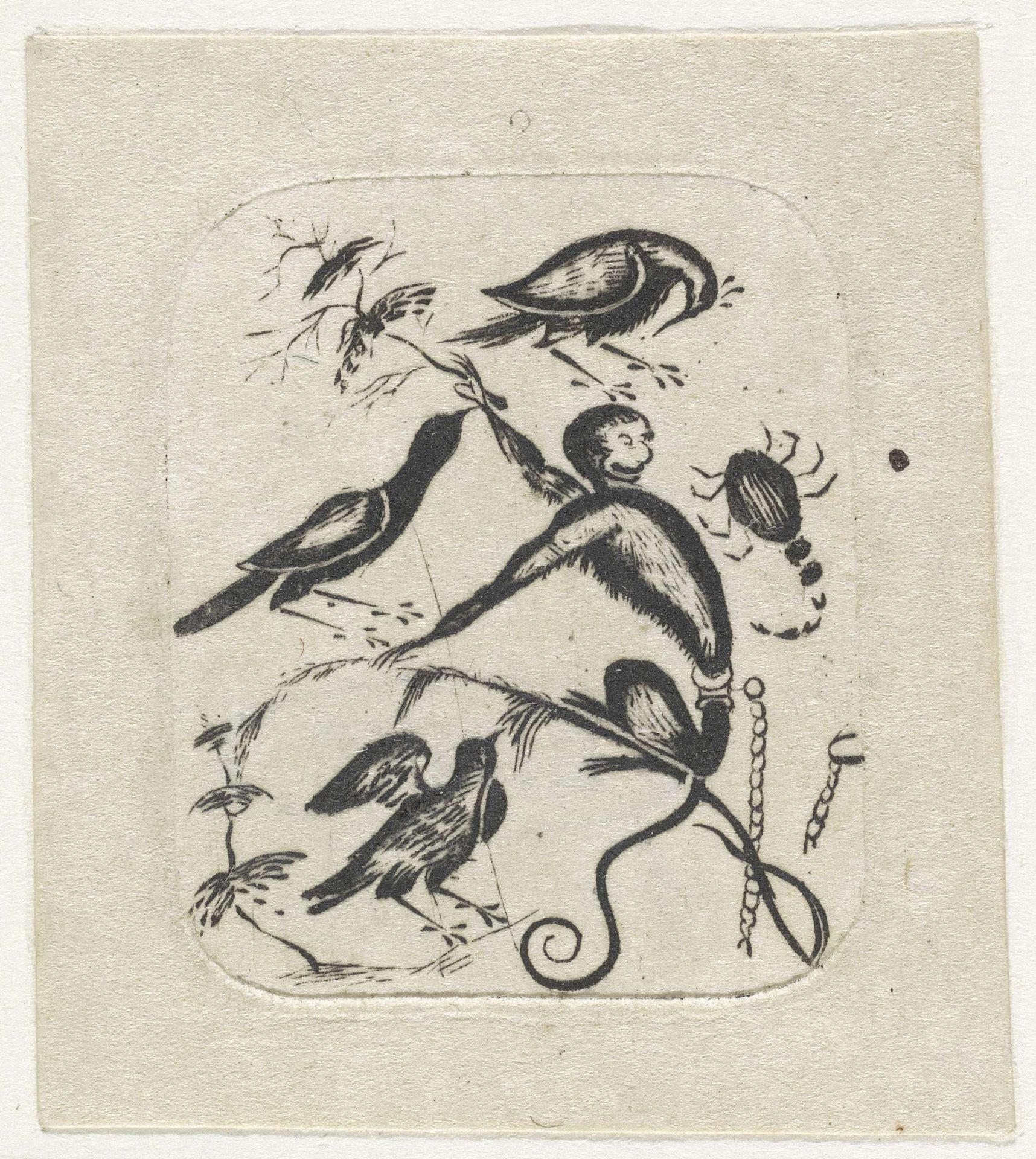 Aapje en vogels by Isaac Walraven