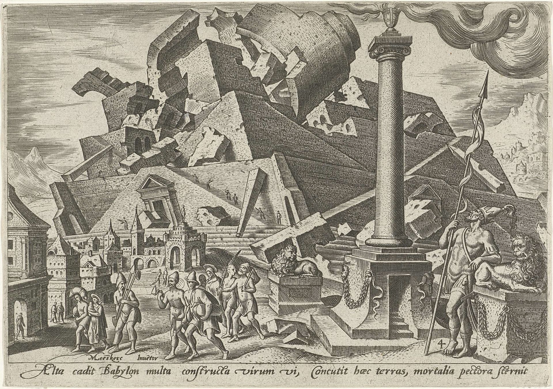 De vernietiging van de toren van Babel by Philips Galle