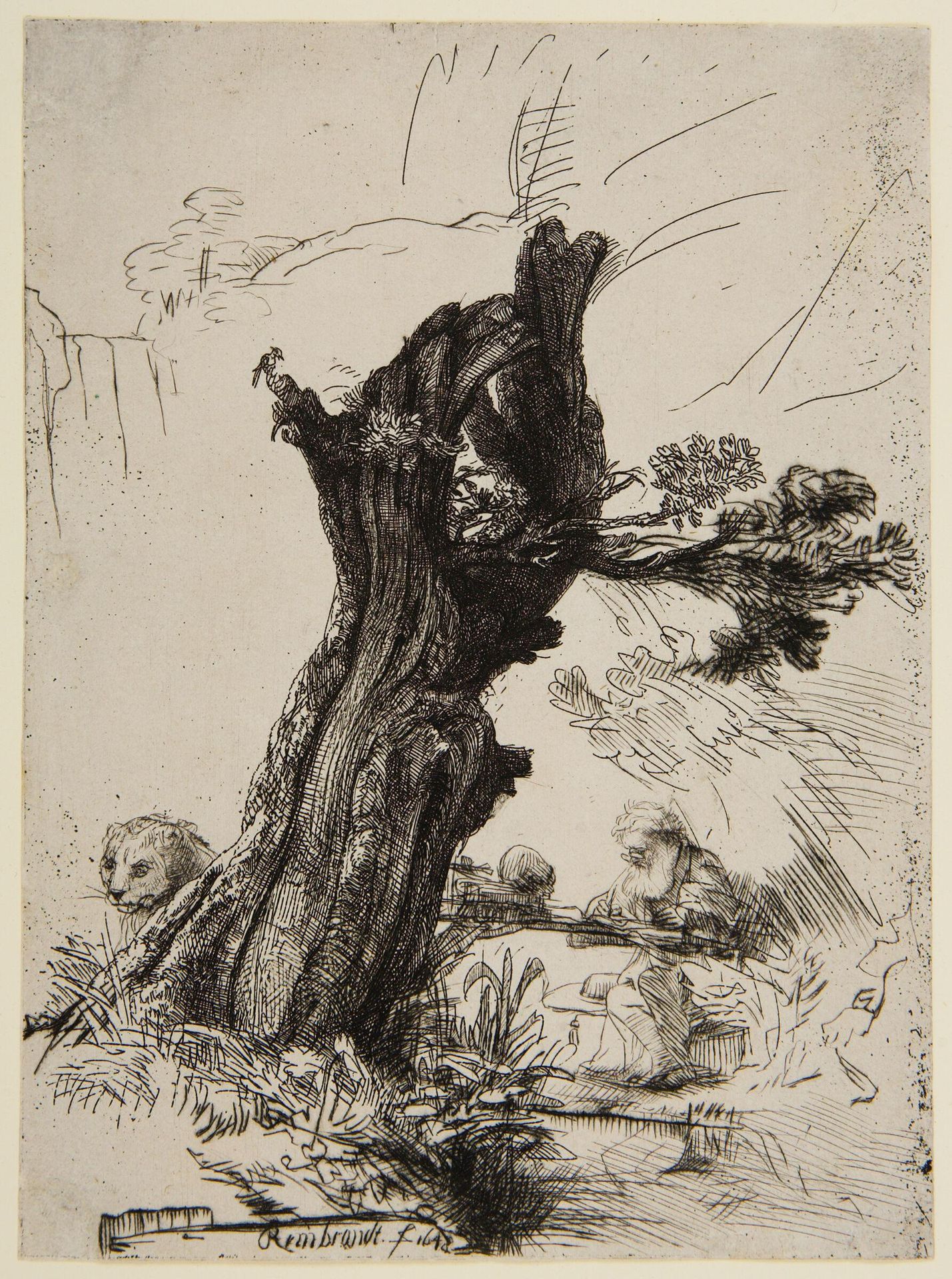 Saint Jerome beside a Pollard Willow by Rembrandt van Rijn