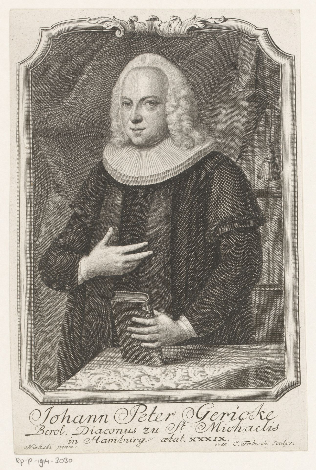Portret van Johann Peter Gericke op 39-jarige leeftijd by Christian Fritzsch
