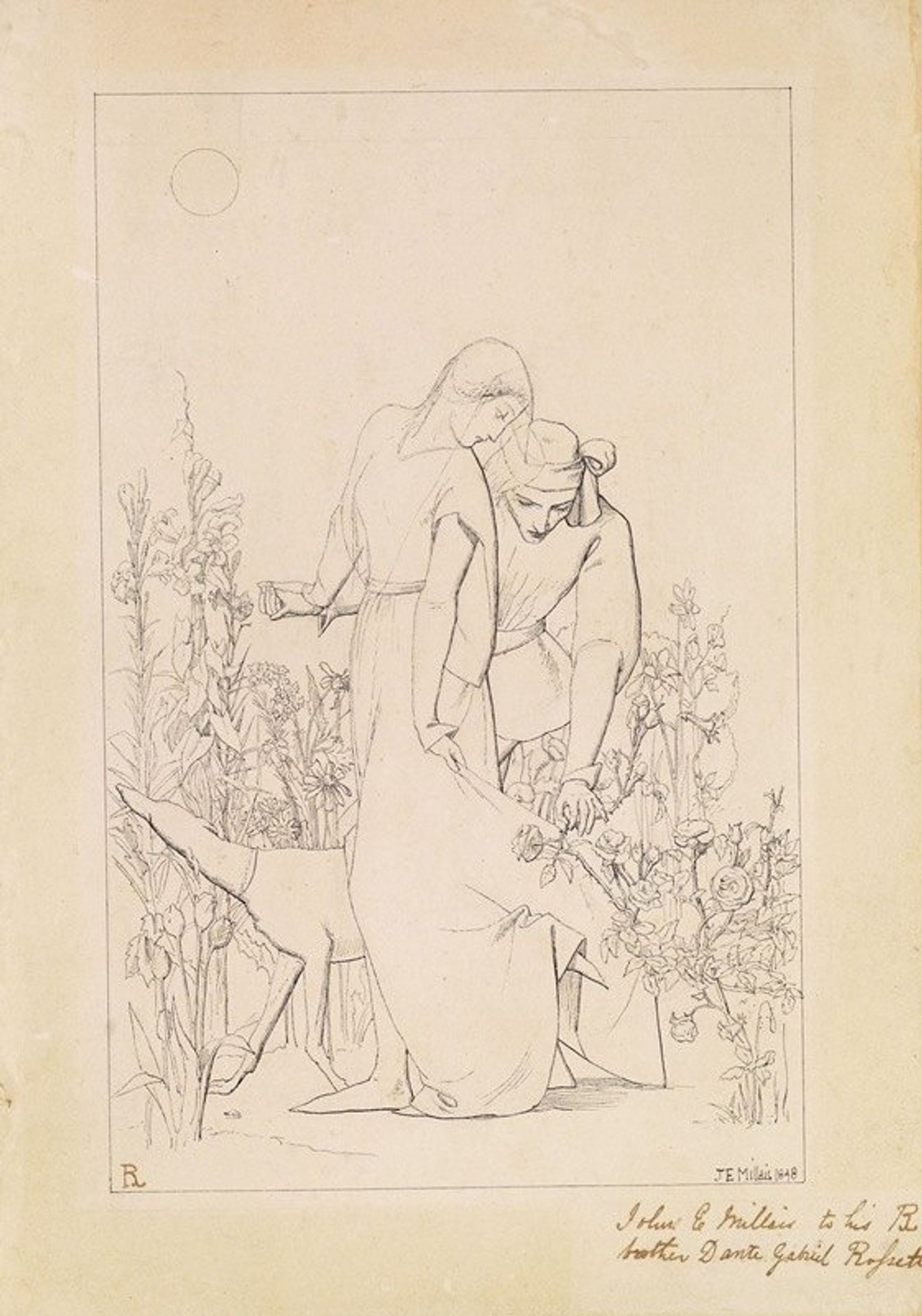 Lovers by a Rosebush by Sir John Everett Millais