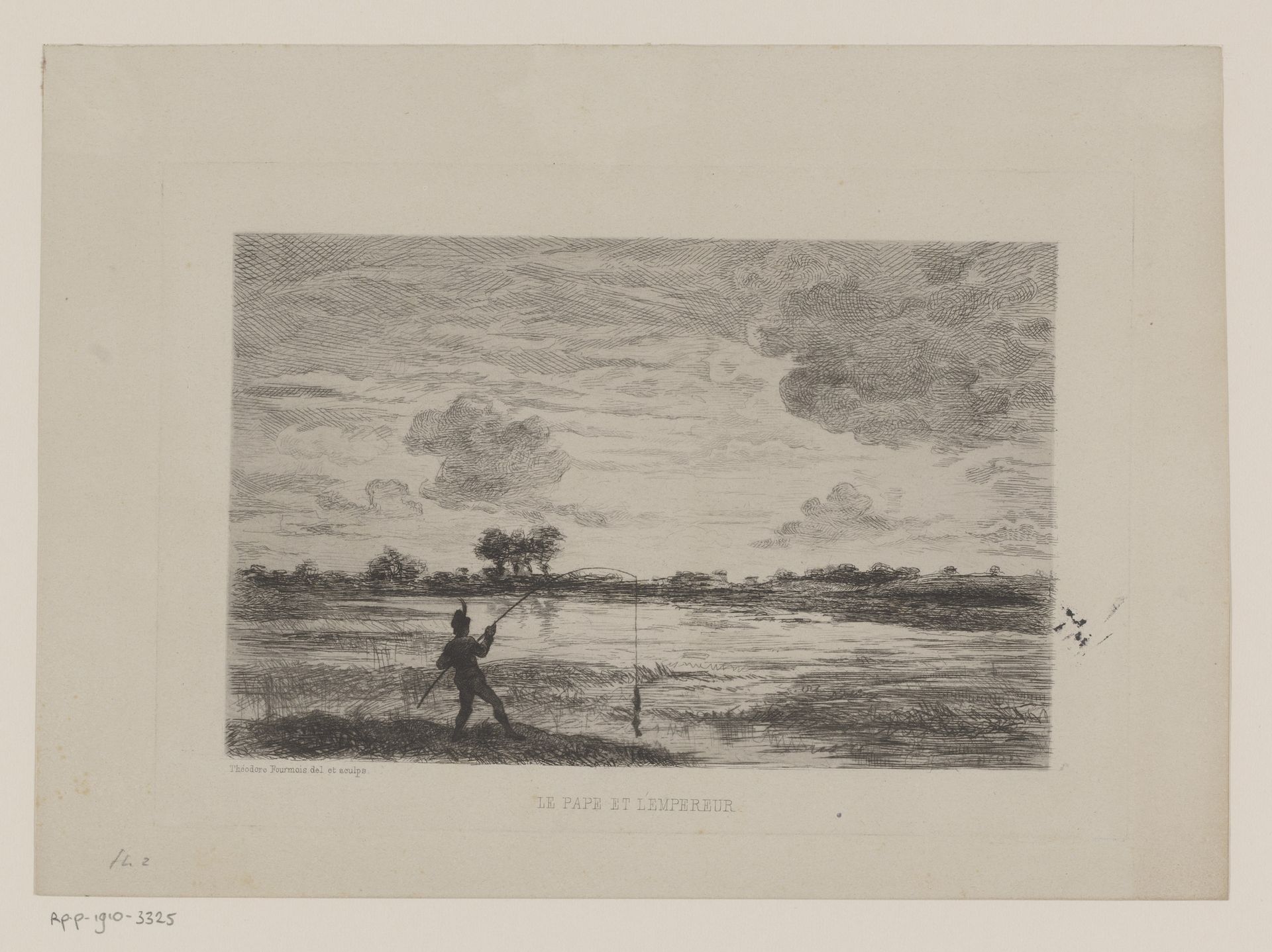 Landschap met hengelaar by Théodore Fourmois