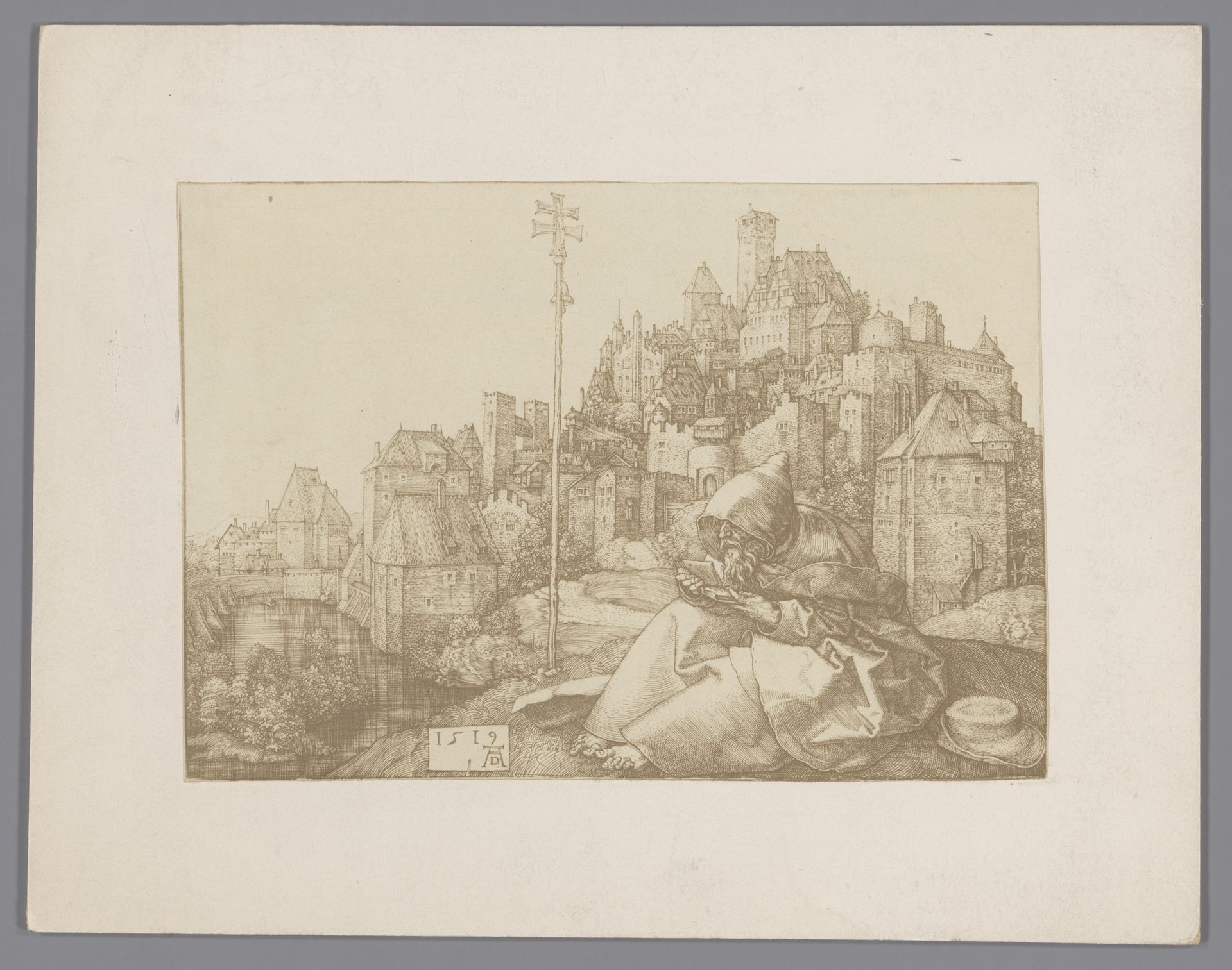 Fotoreproductie van een gravure van Sint Antonius door Albrecht Dürer by Anonymous