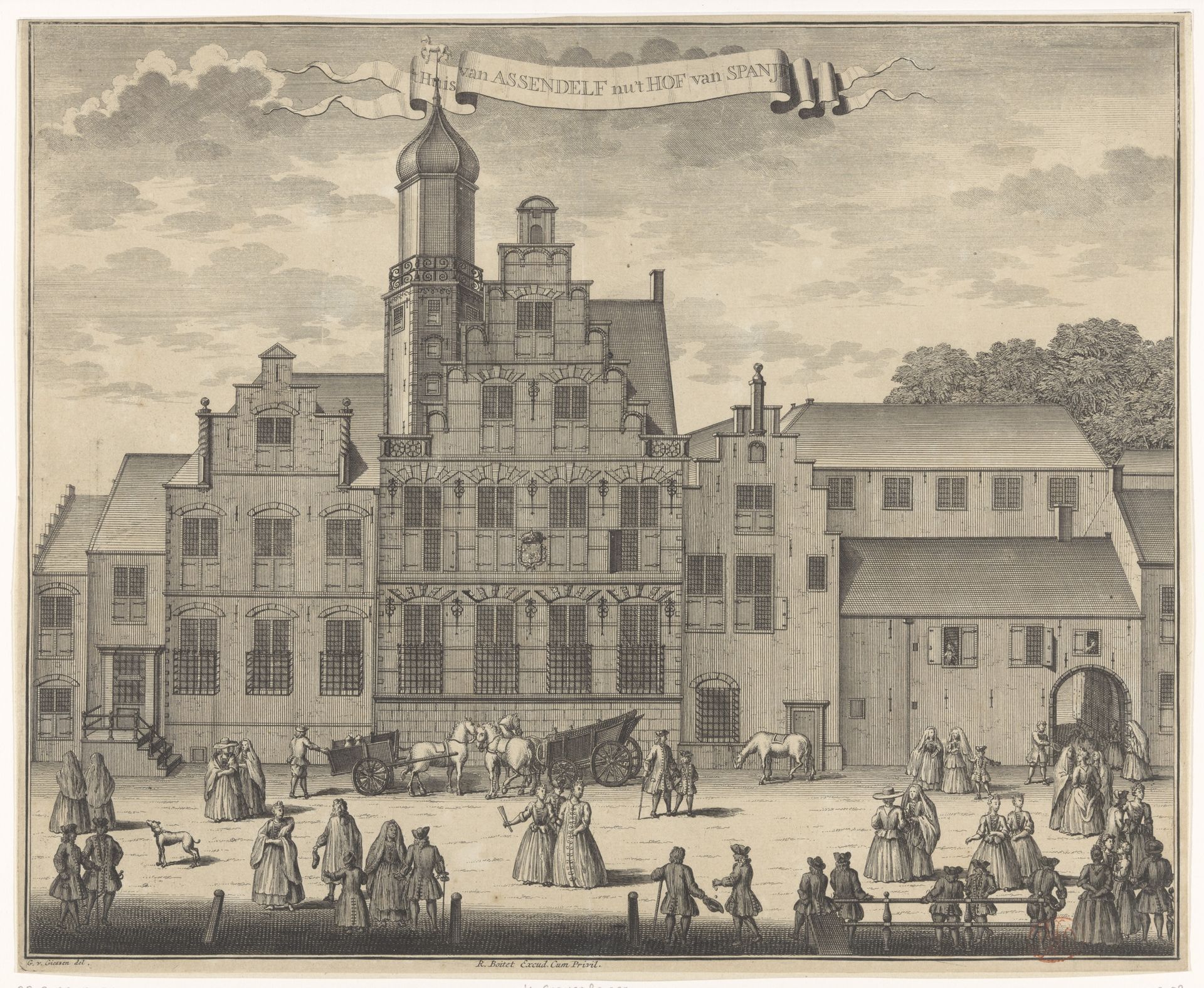 Gezicht op het Spaansche Hof te Den Haag by Anonymous