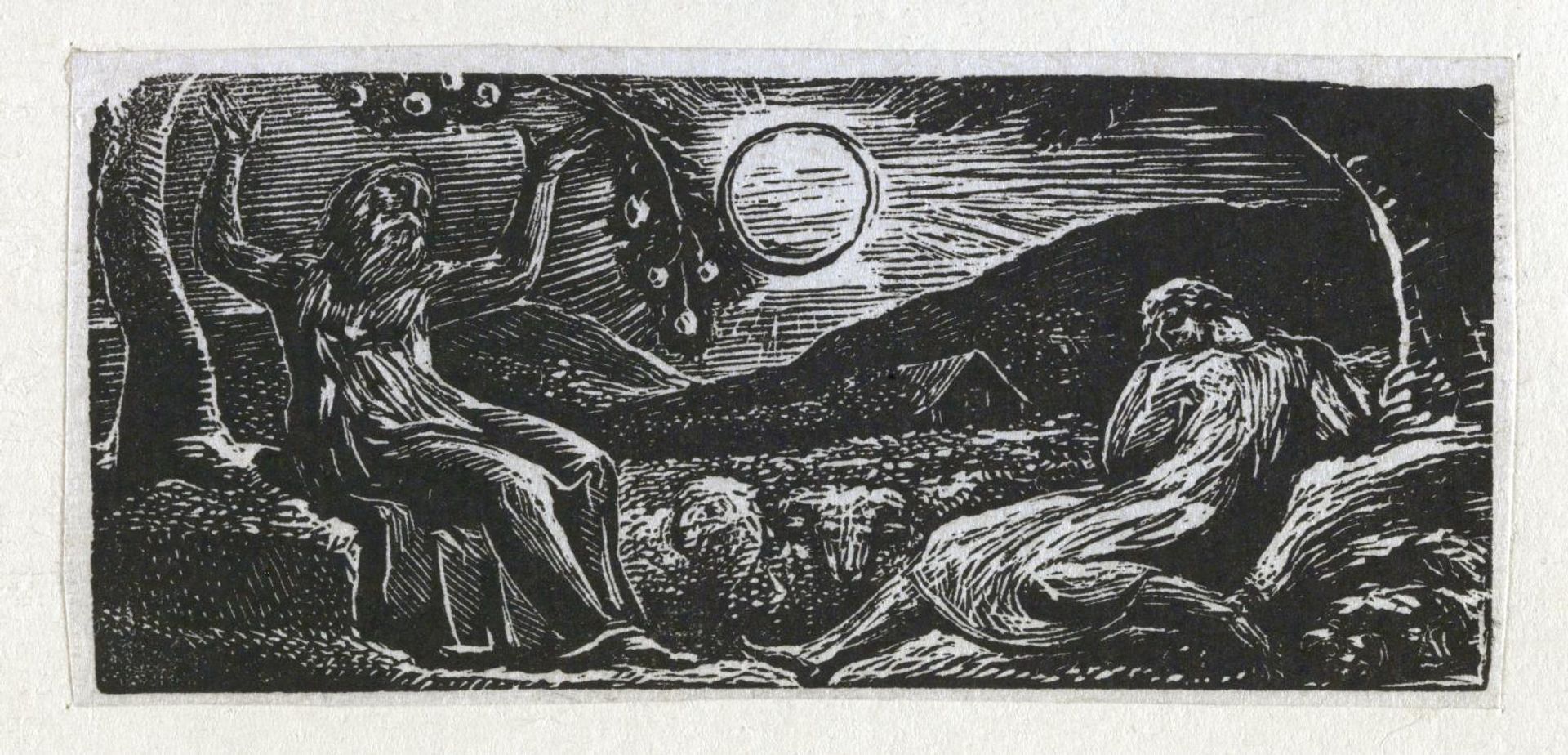Thenot and Colinet Converse Seated between Two Trees by William Blake