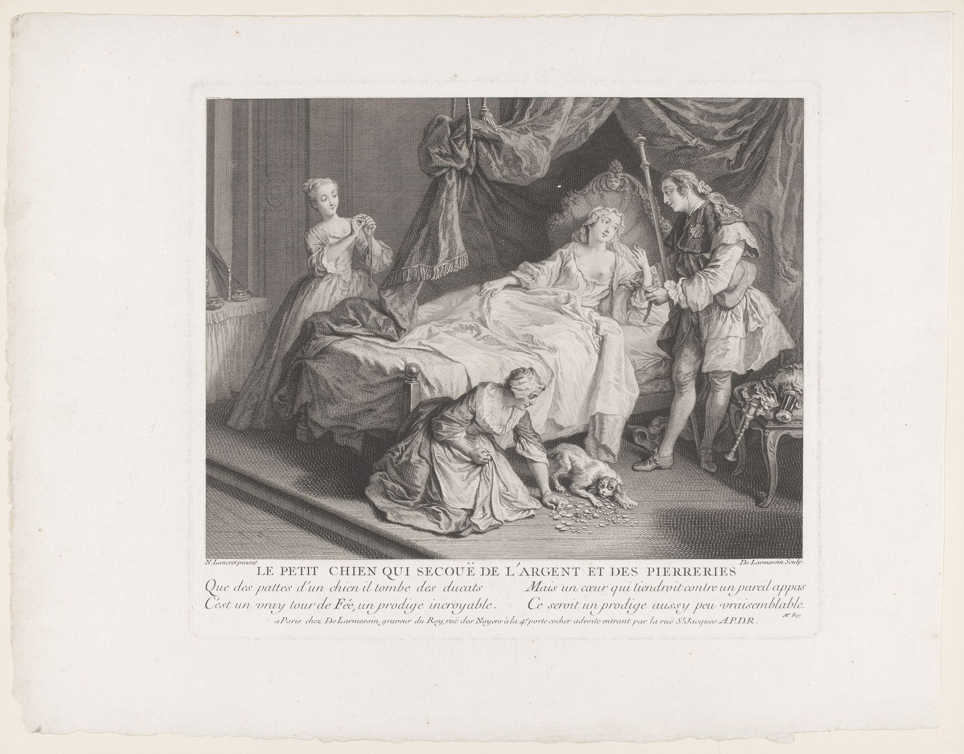 Man naast een vrouw in haar bed by Nicolas de (III) Larmessin