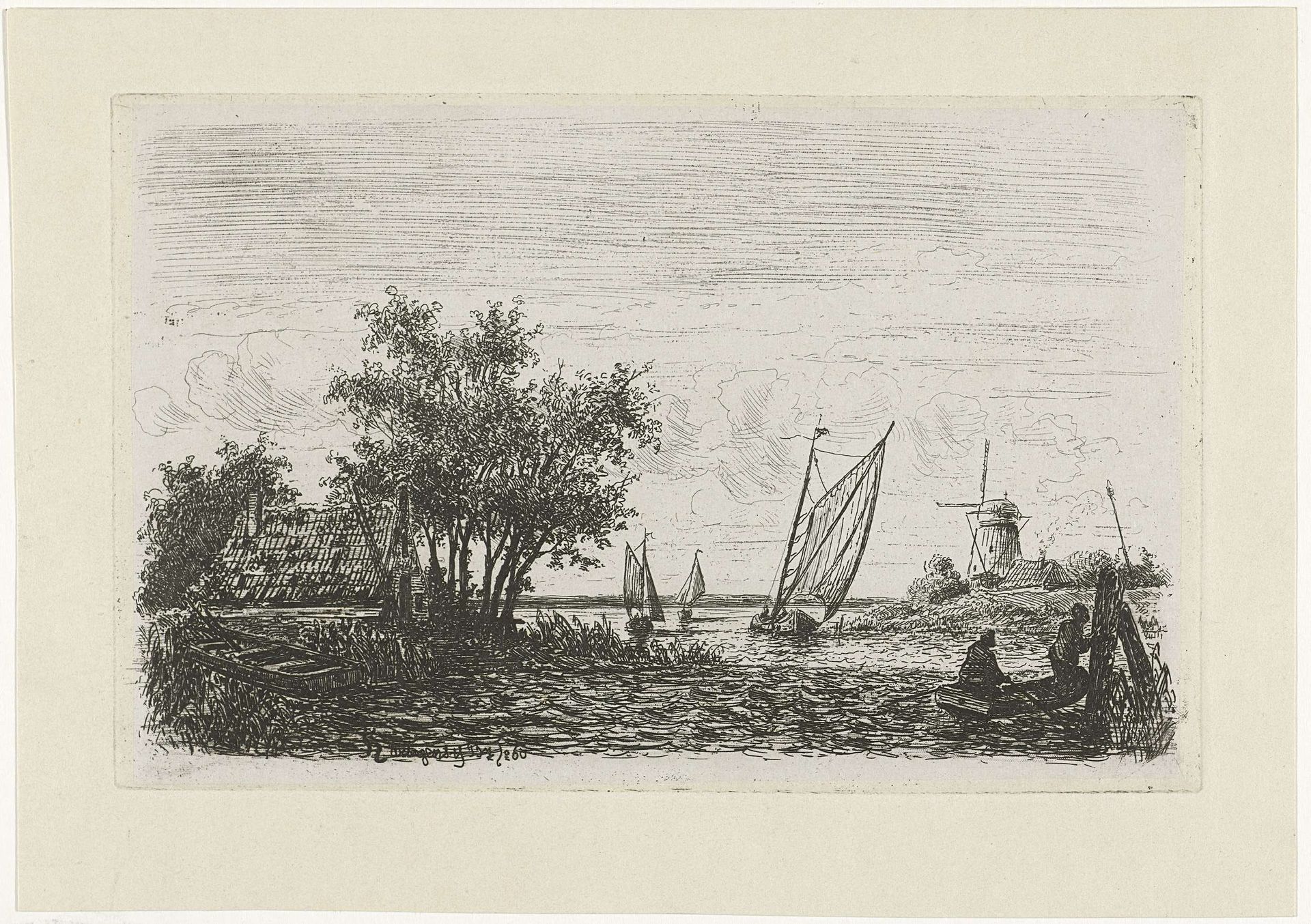 Boten op een meer by Joseph Hartogensis