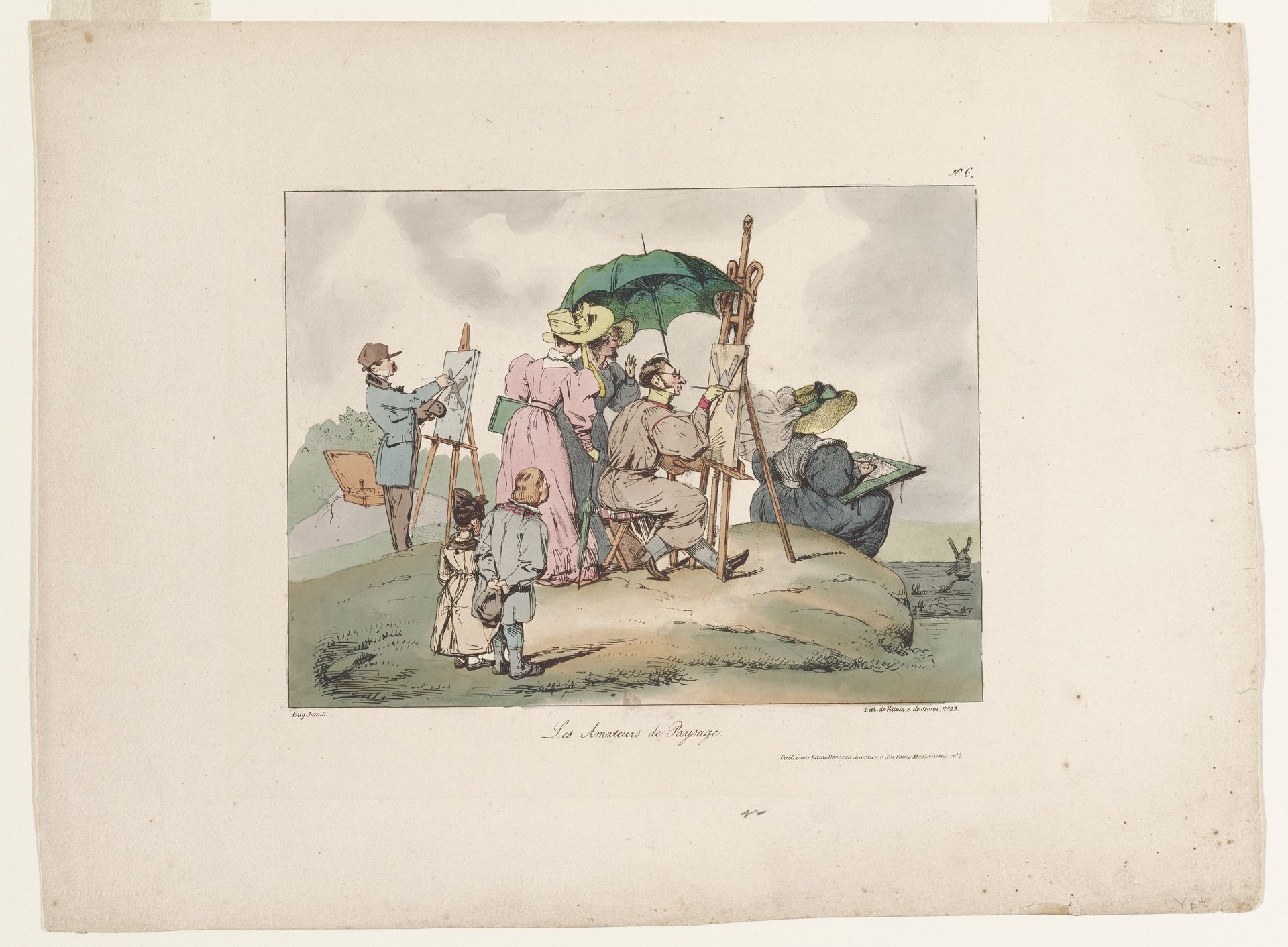 Caricature. No. 6. Les Amateurs de Paysage. by Eugène-Louis Lami