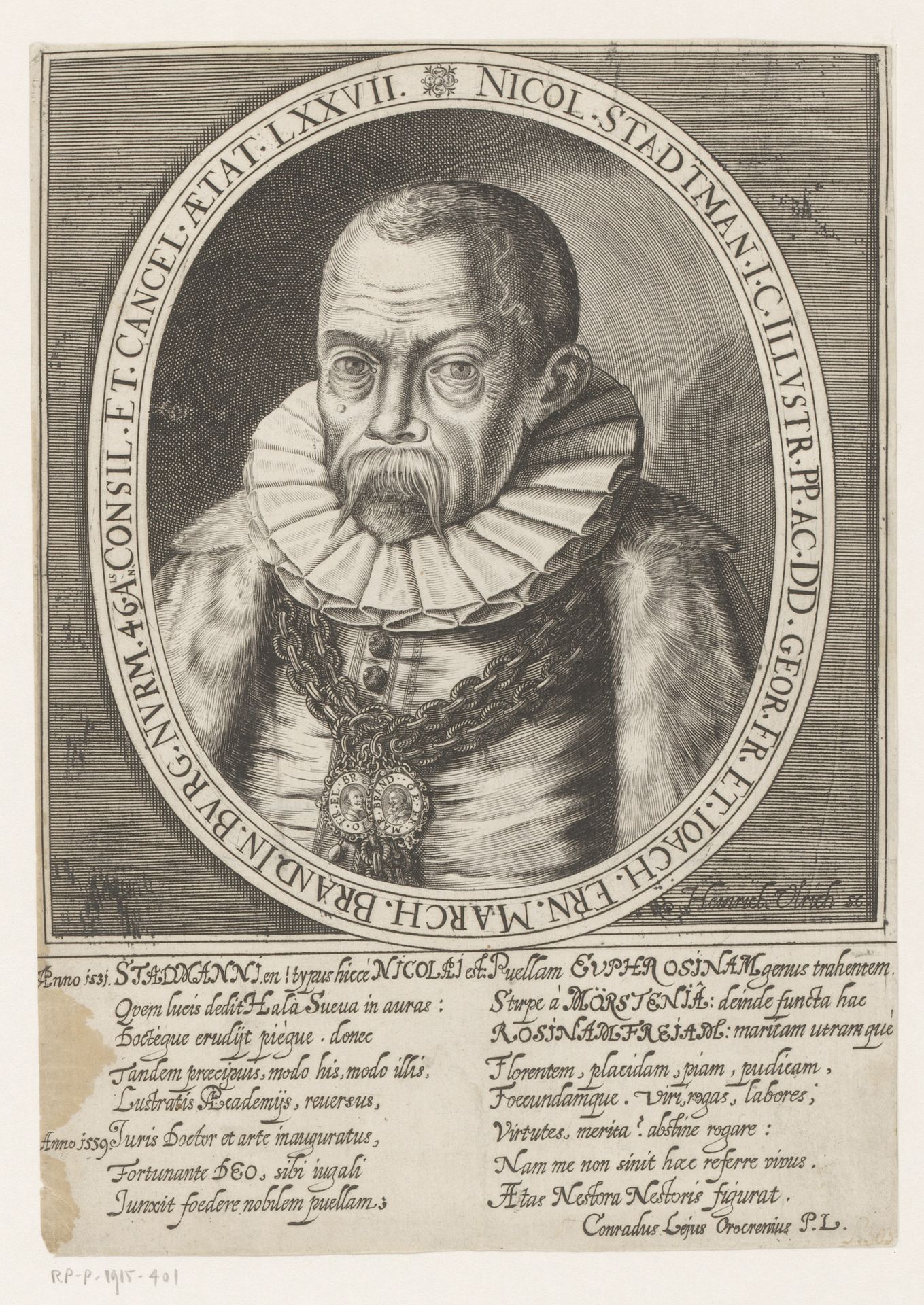 Portret van Nicolaus Stadtmann by Heinrich Ulrich