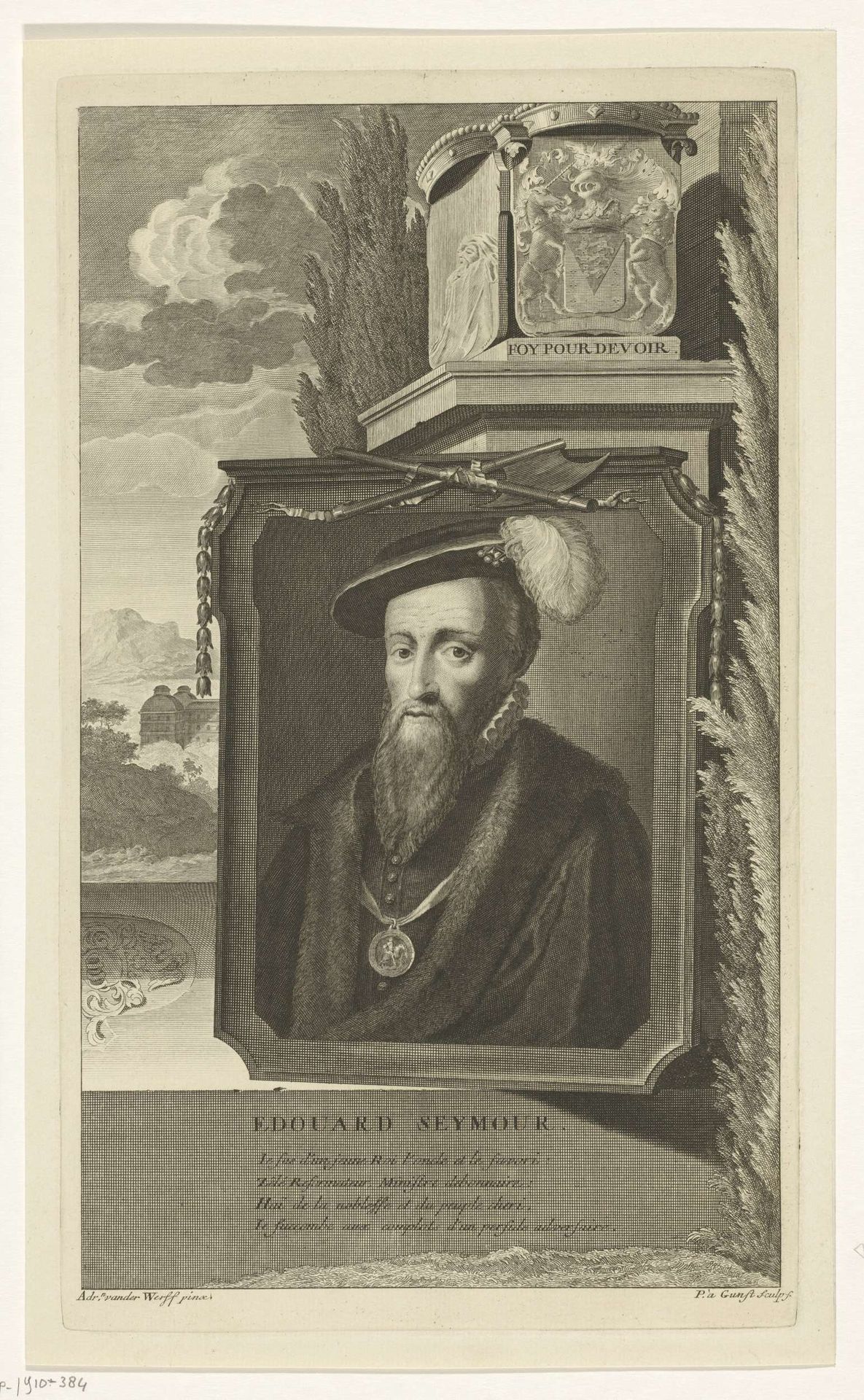 Portret van Edward Seymour, hertog van Summerset by Pieter van Gunst