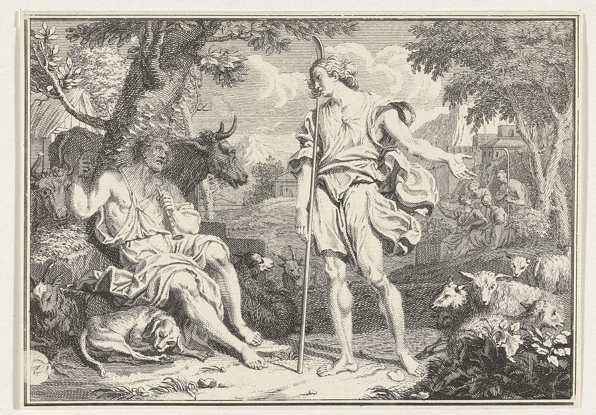 Dialoog tussen de herders Tityrus en Meliboeus by Jacob Folkema