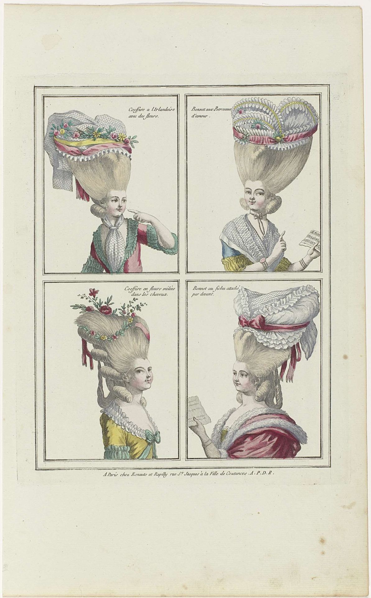 Gallerie des Modes et Costumes Francais, 1778, E 30 : Coeffure a l Irlandois (...) by Anonymous